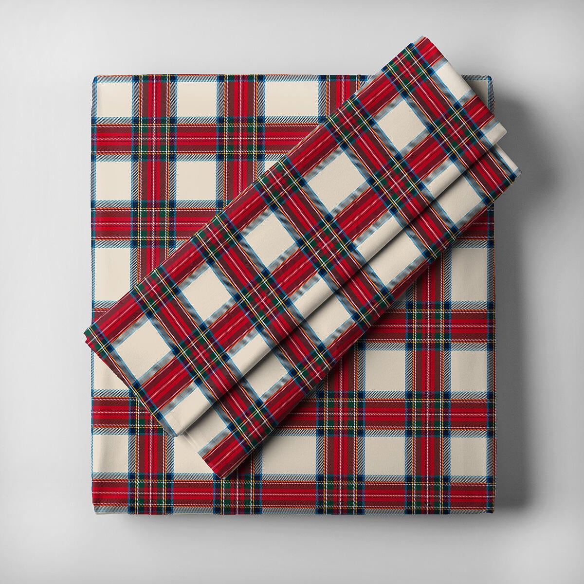 Set di lenzuola singolo CLAN COMPLETO LETTO fantasia tartan in cotone sui toni del beige in cotone - 2