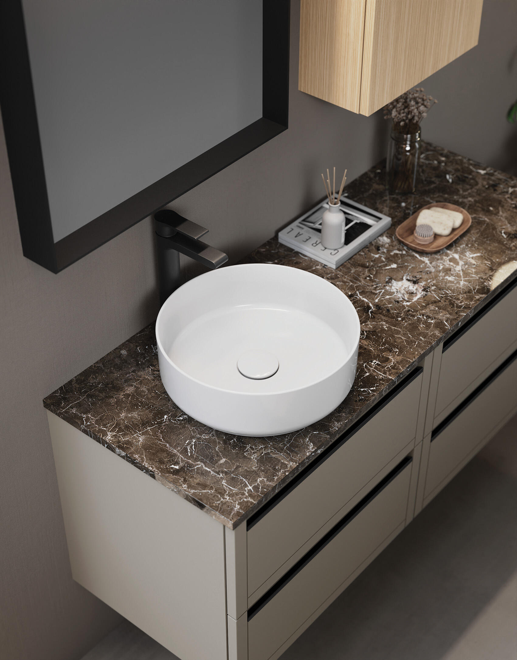Lavabo da appoggio Kyoto tondo in ceramica bianco L36H12 - 3
