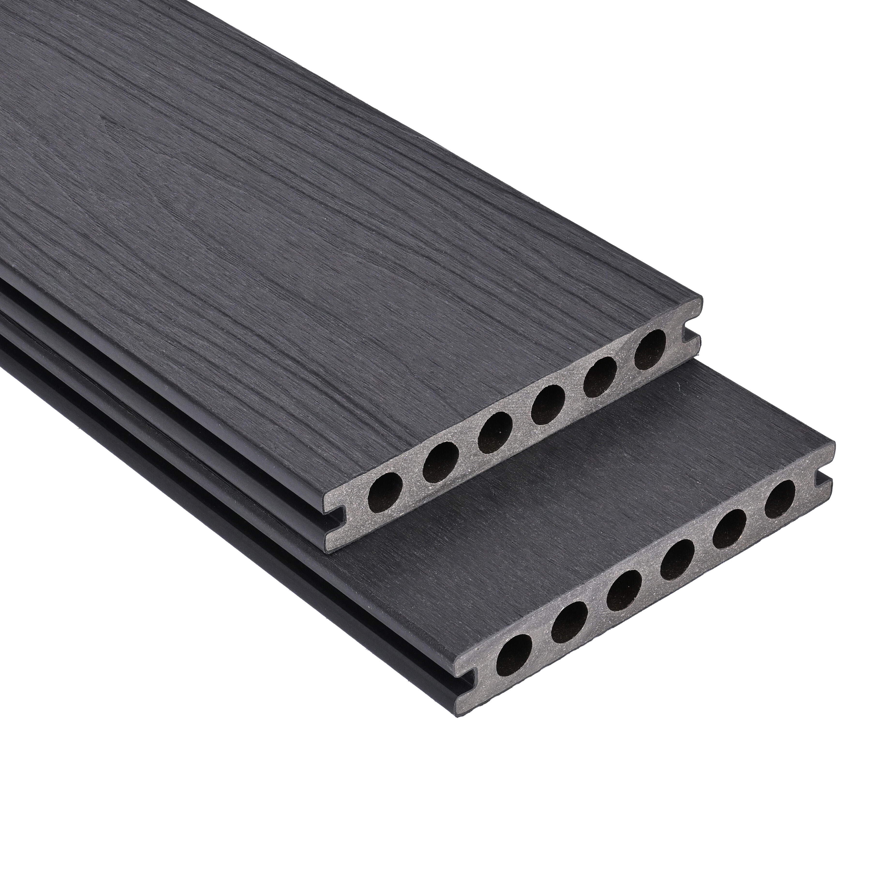 Listone con fissaggio a clip da esterno in composito di legno e plastica (wpc) effetto legno pioppo antracite L 240 x L 14.2 cm x Sp. 22 mm Himya - 9
