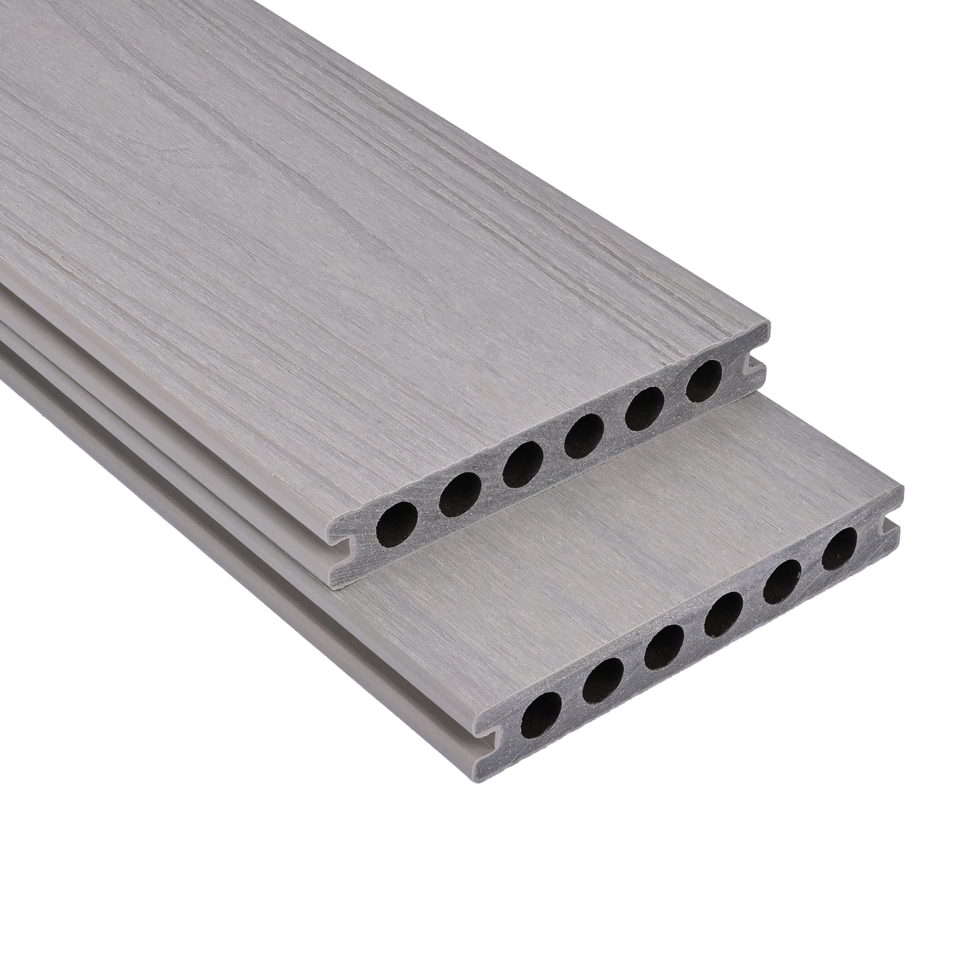 Listone con fissaggio a clip da esterno in composito di legno e plastica (wpc) effetto legno grigio L 240 x L 14.2 cm x Sp. 22 mm Himya - 9