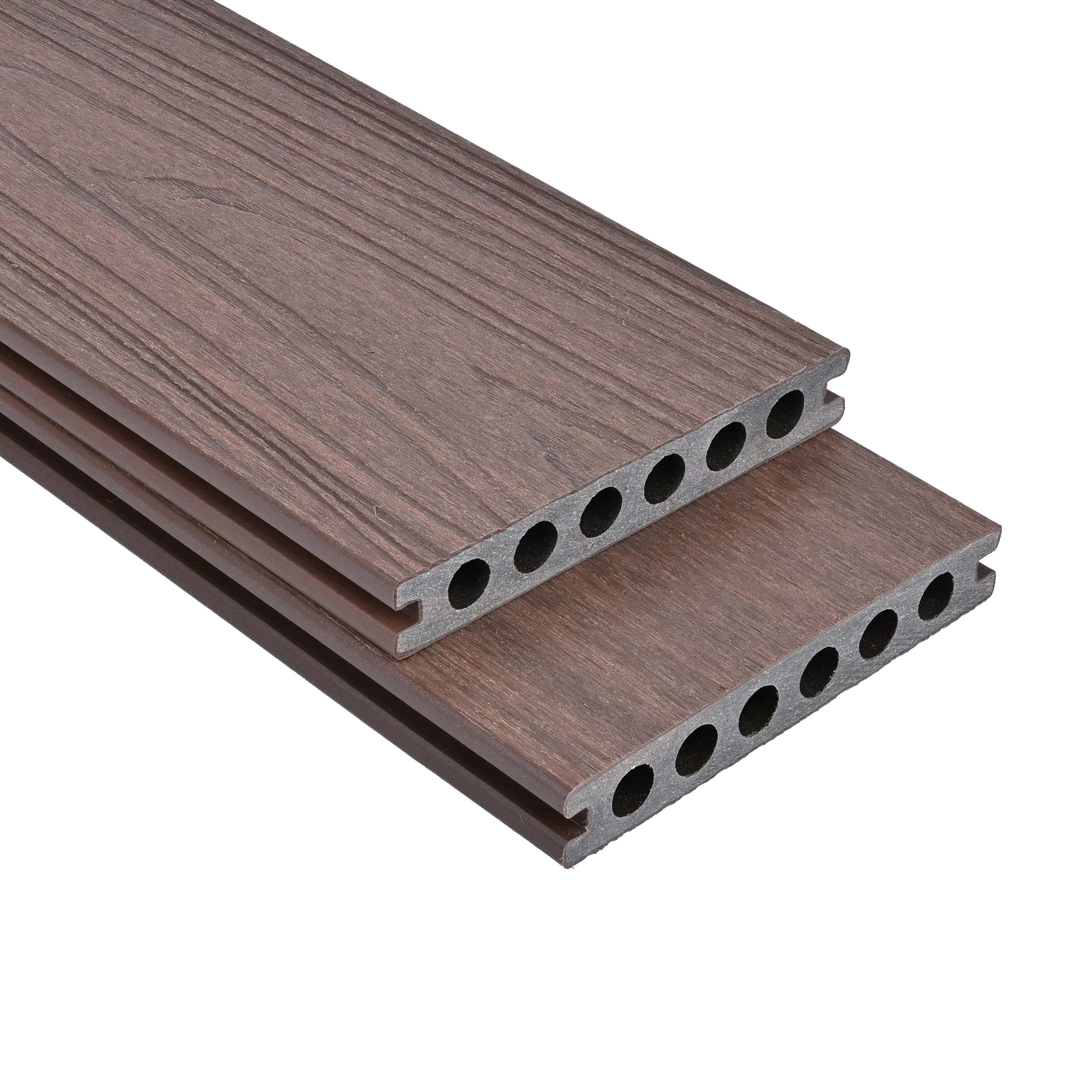 Listone con fissaggio a clip da esterno in composito di legno e plastica (wpc) effetto legno pioppo marrone scuro L 240 x L 14.2 cm x Sp. 22 mm HIMYA - 8