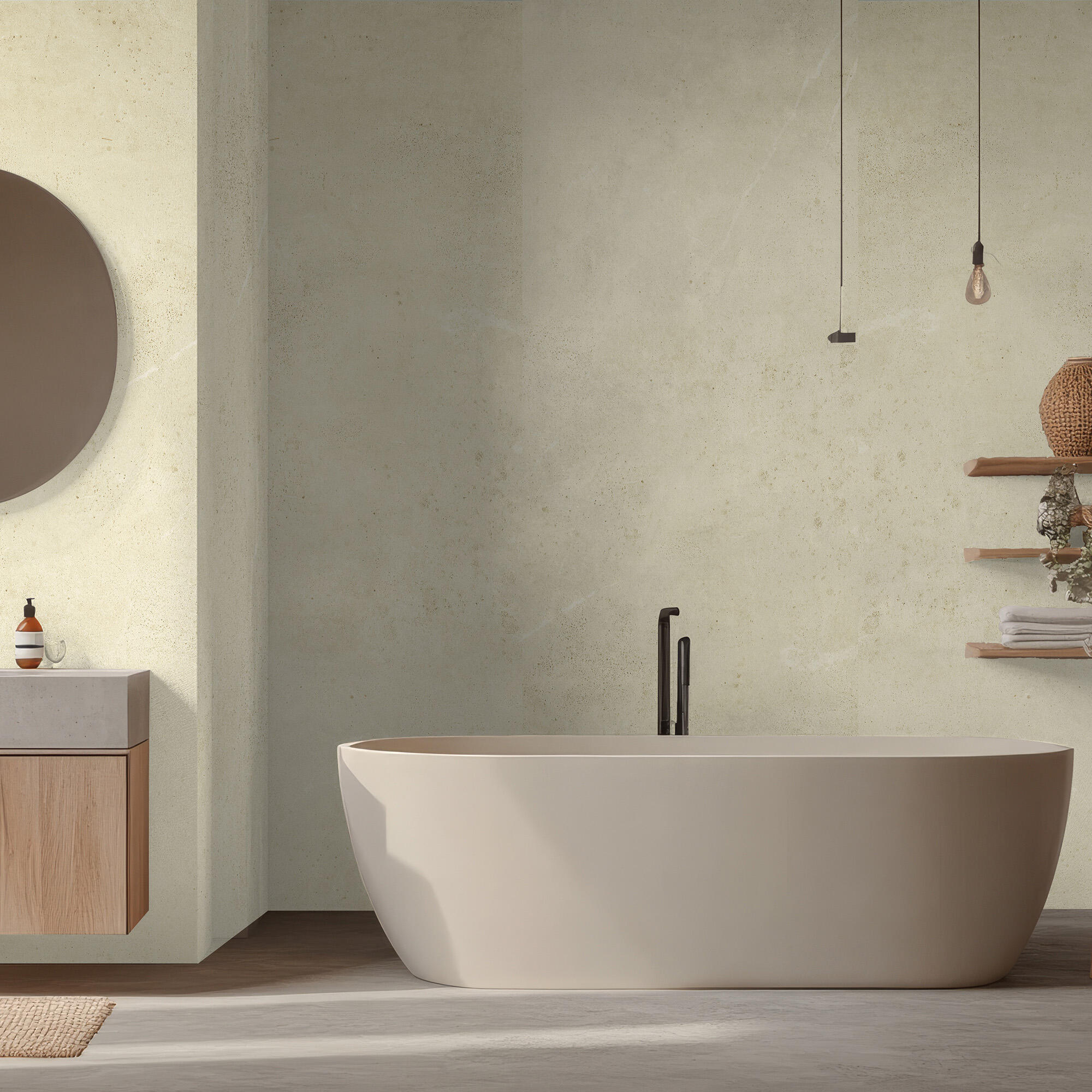Revestimiento de pared decorativo efecto liso PVC Inspiro XL Matt Shine beige de 260x90cm - 2