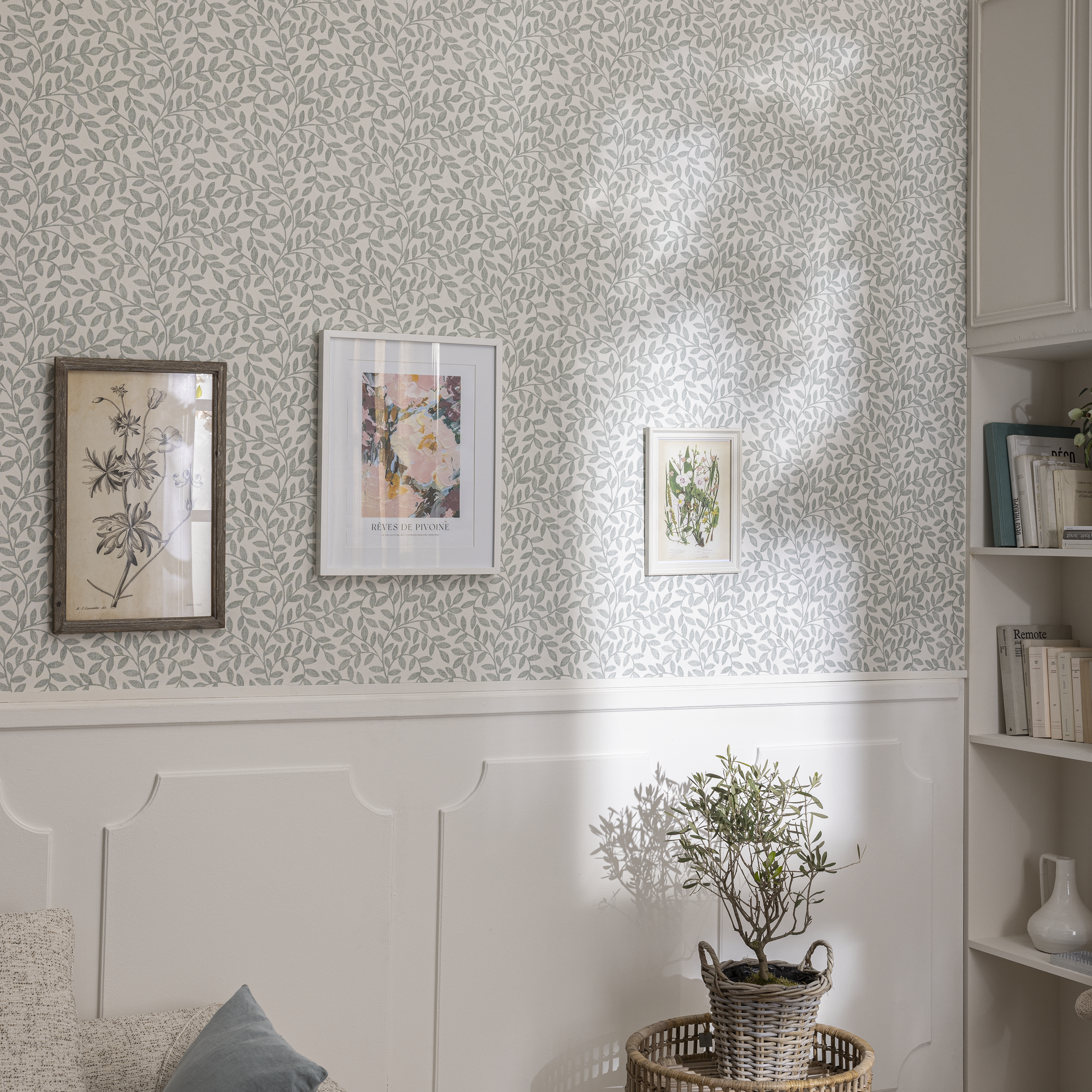 Papel pintado Vinilo Naturaleza verde Allison INSPIRE. De 53cm x 10.05m. Lavable. Método de pegado: autoadhesivo: aplicación cola en pared - 11