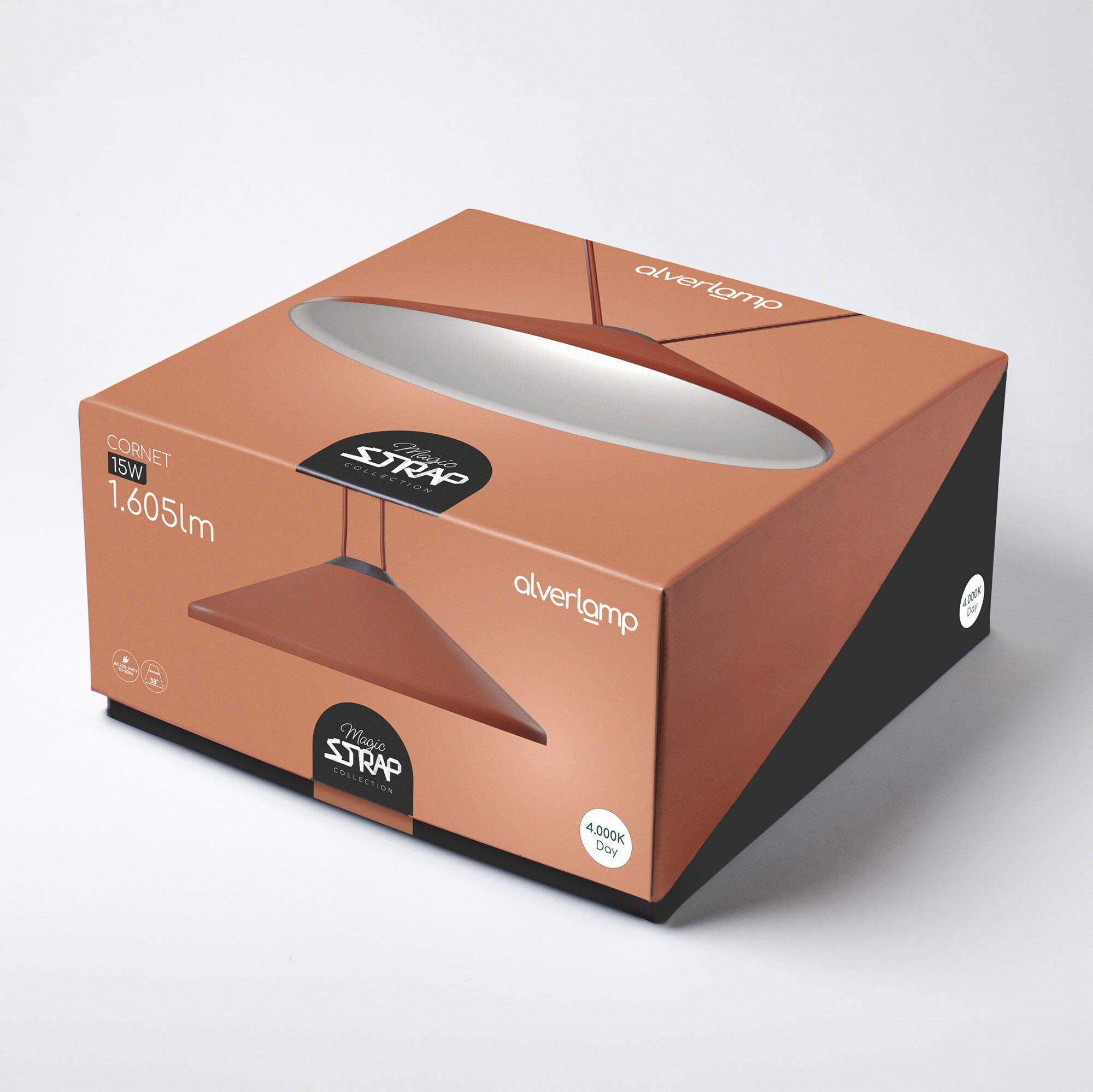 Lámpara de techo colgante de aluminio exterior cobre y negro 1 luz LED Magic Strap 32 cm altura regulable - 8