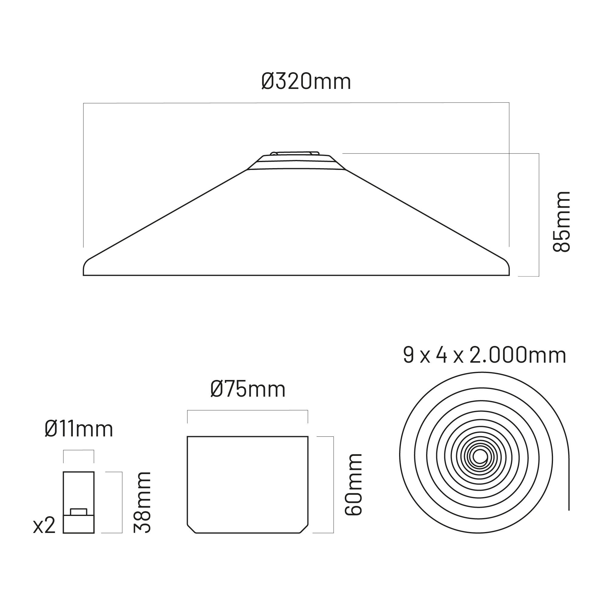 Lámpara de techo colgante de aluminio exterior cobre y negro 1 luz LED Magic Strap 32 cm altura regulable - 7