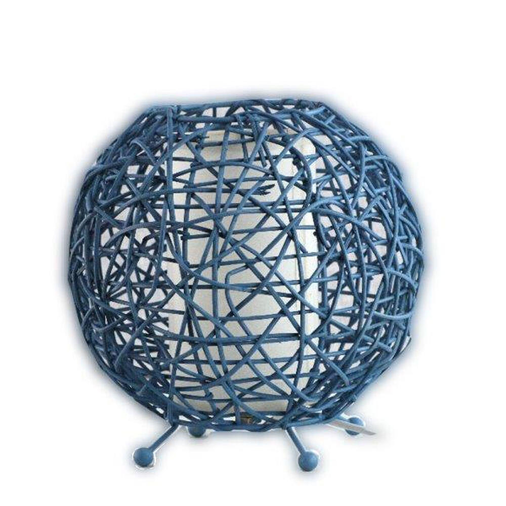 Lámpara de sobremesa de rattan azul e27