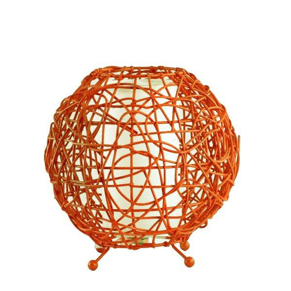 Lámpara de sobremesa de rattan naranja e27