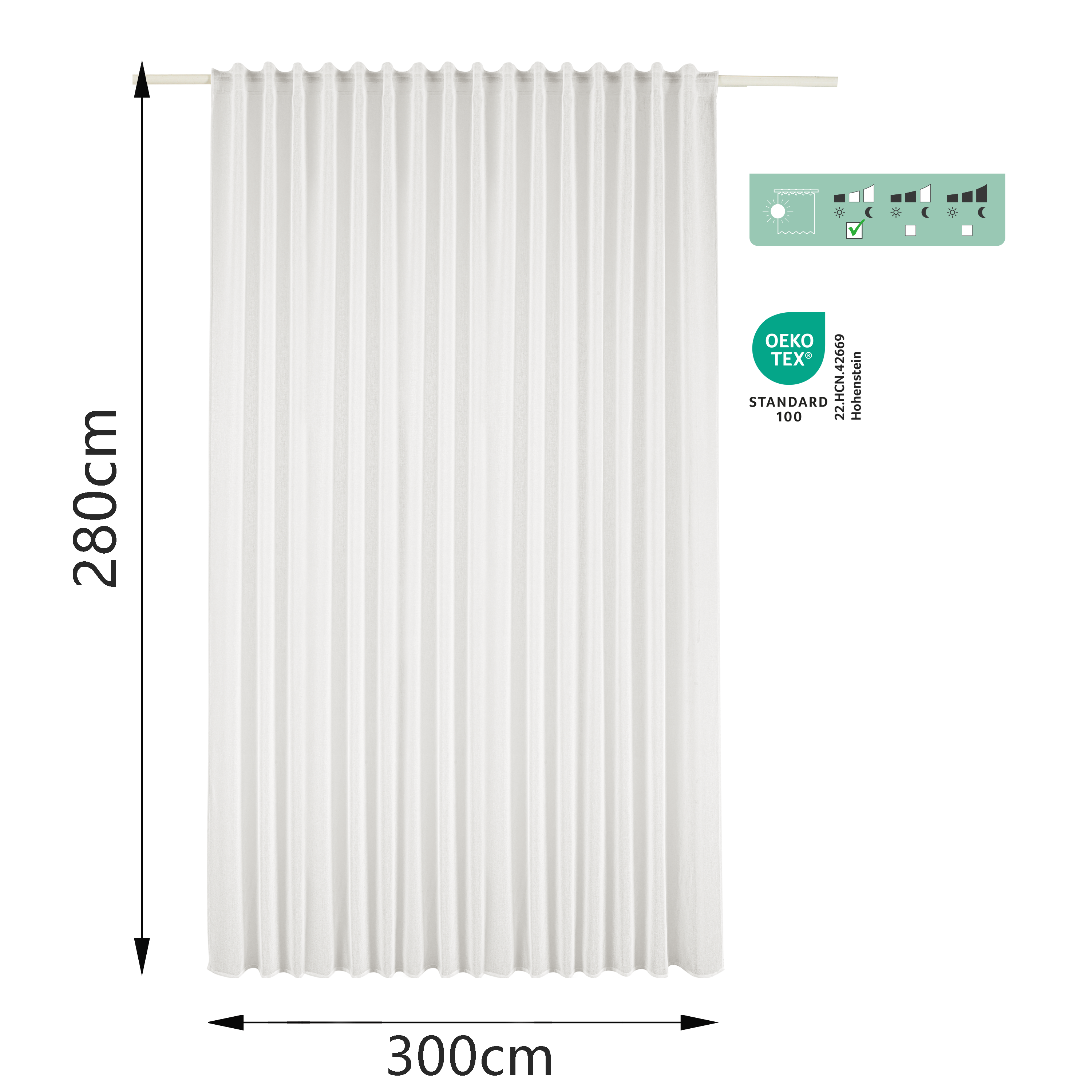 Visillo  cinta frunce, trabilla oculta Zadig  INSPIRE  blanco de 300x280cm - 2