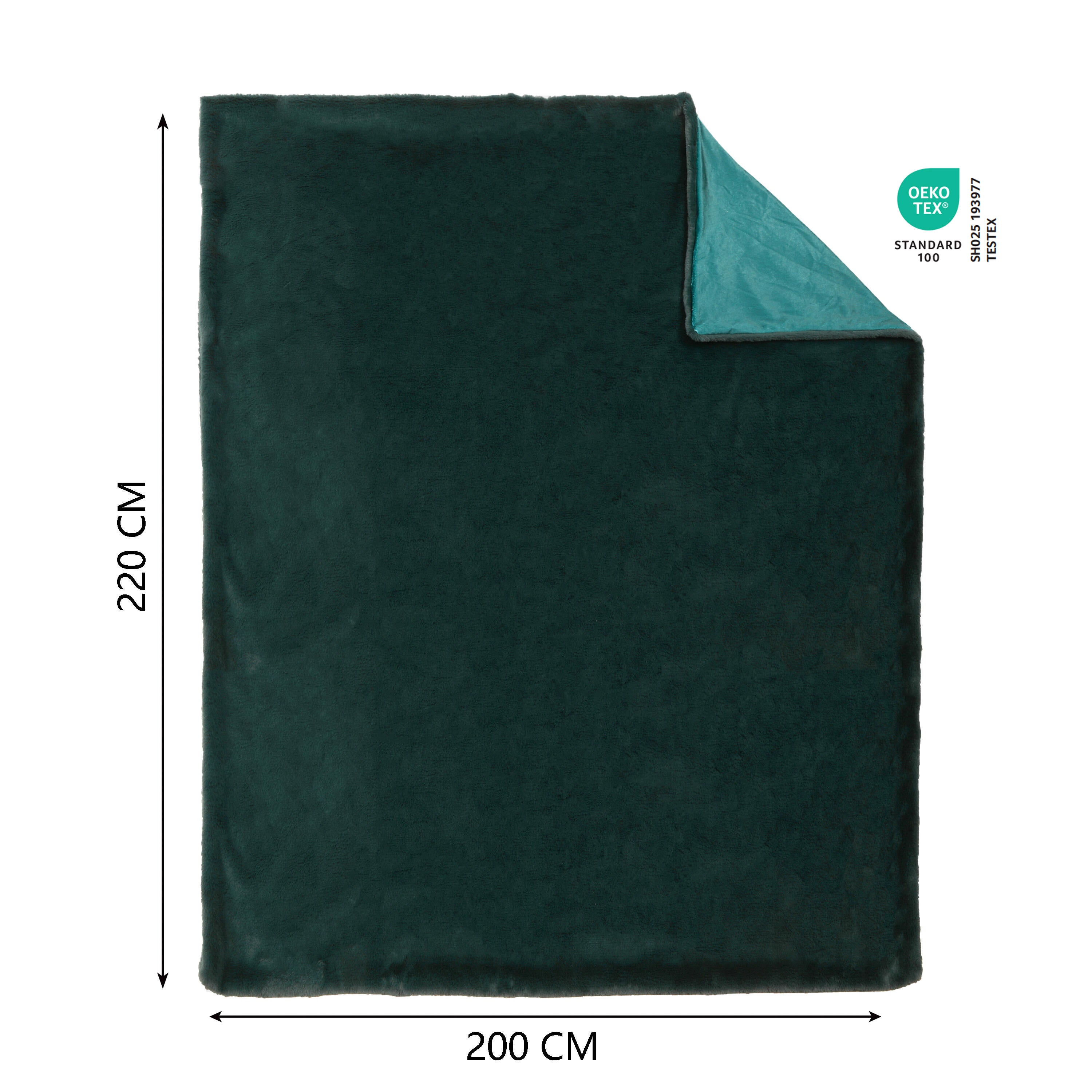 Manta imitación piel New Enalie rectangular INSPIRE poliéster liso verde de 200x220 cm - 2