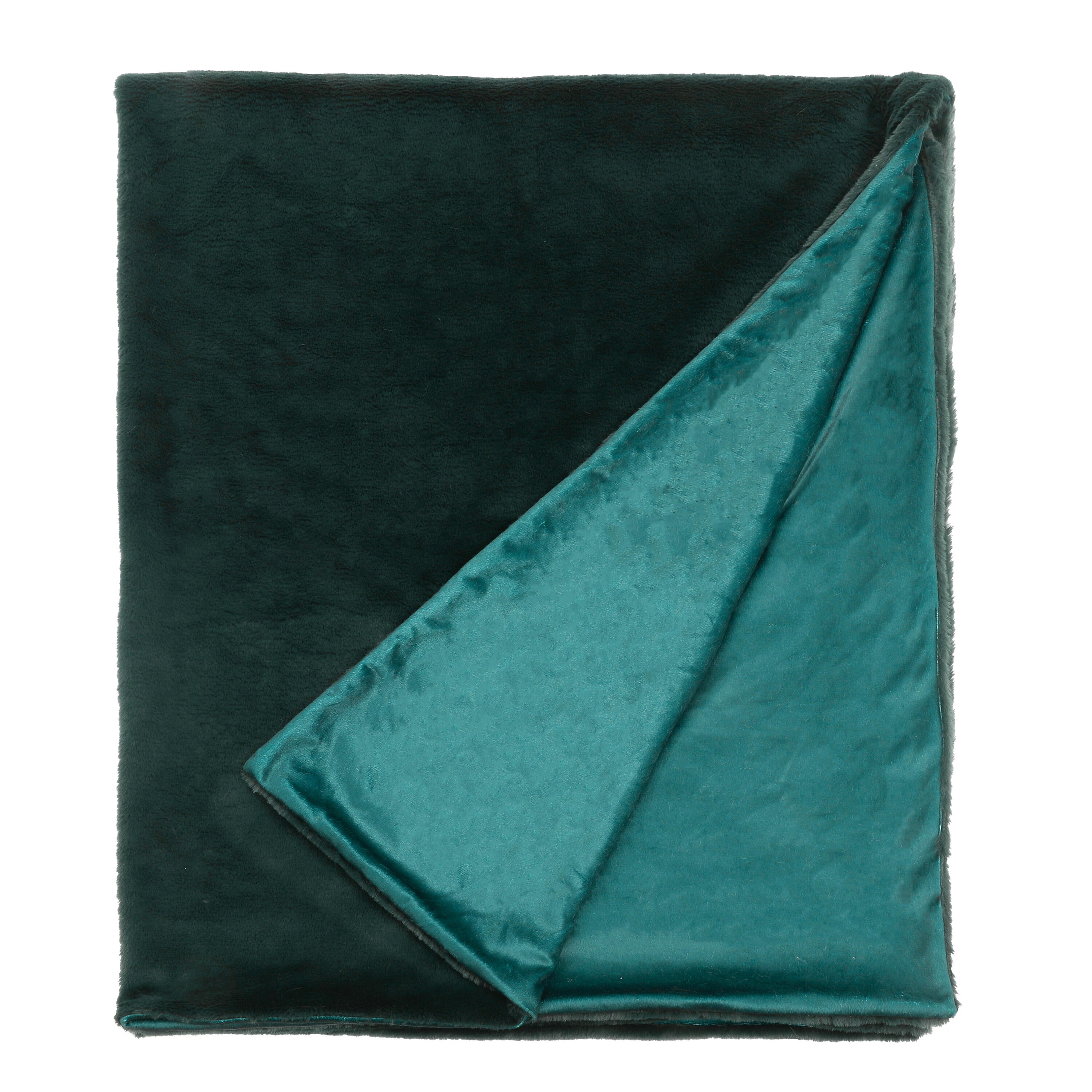 Manta imitación piel New Enalie rectangular INSPIRE poliéster liso verde de 200x220 cm - 3