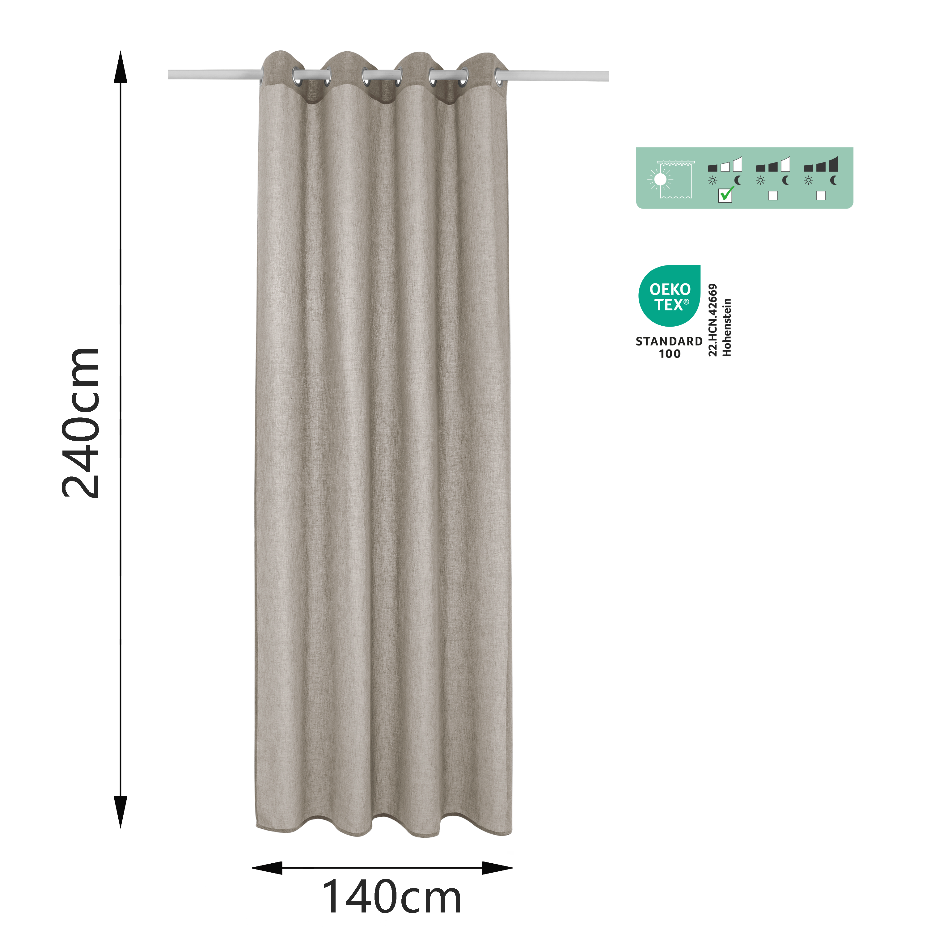 Voilage semi-transparent, Zadig, marron H.240 x l.140 cm INSPIRE - 2