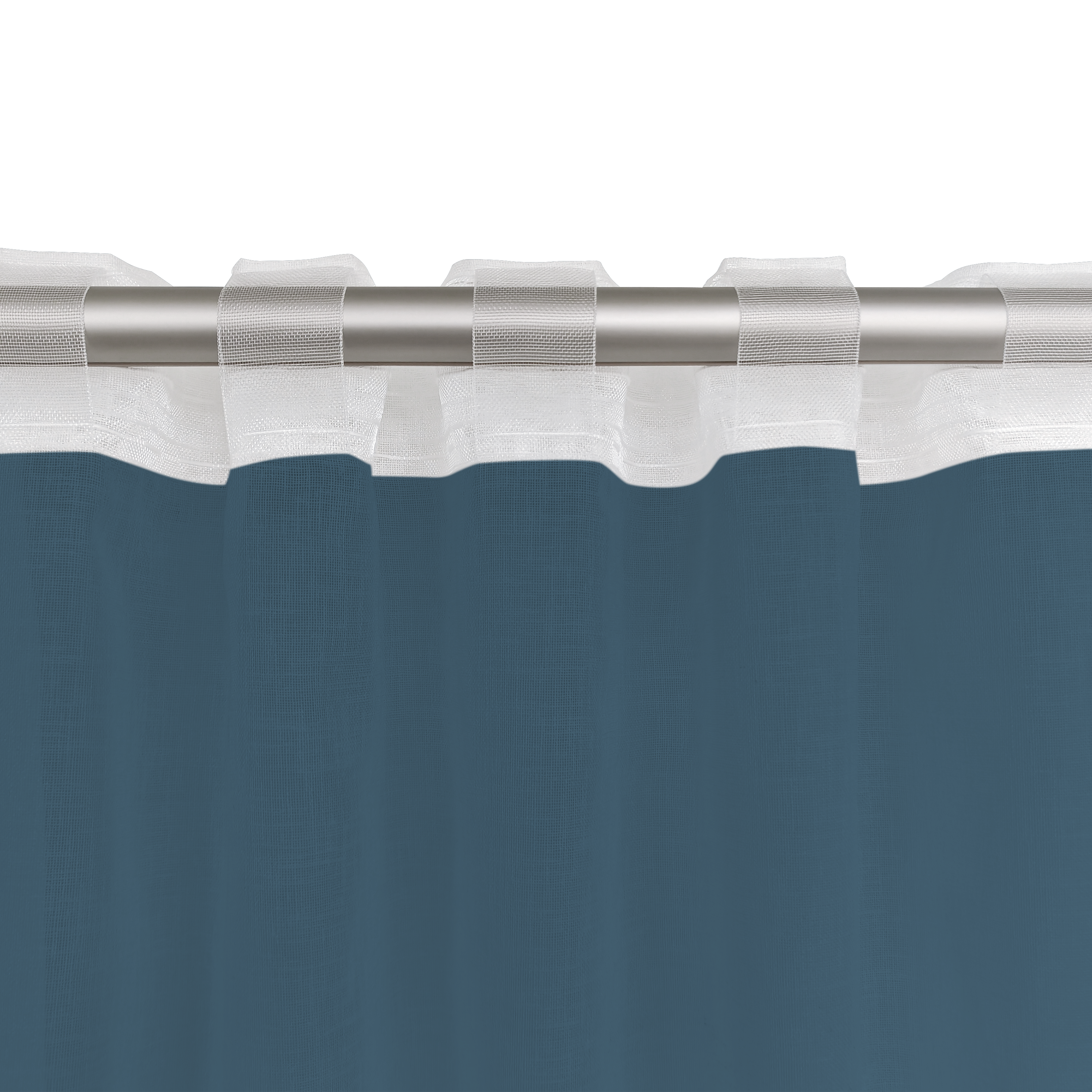 Visillo cinta fruncida, trabillas Zadig poliéster lino azul fjord INSPIRE de 200x280cm. Incluye cinta termoadhesiva - 5