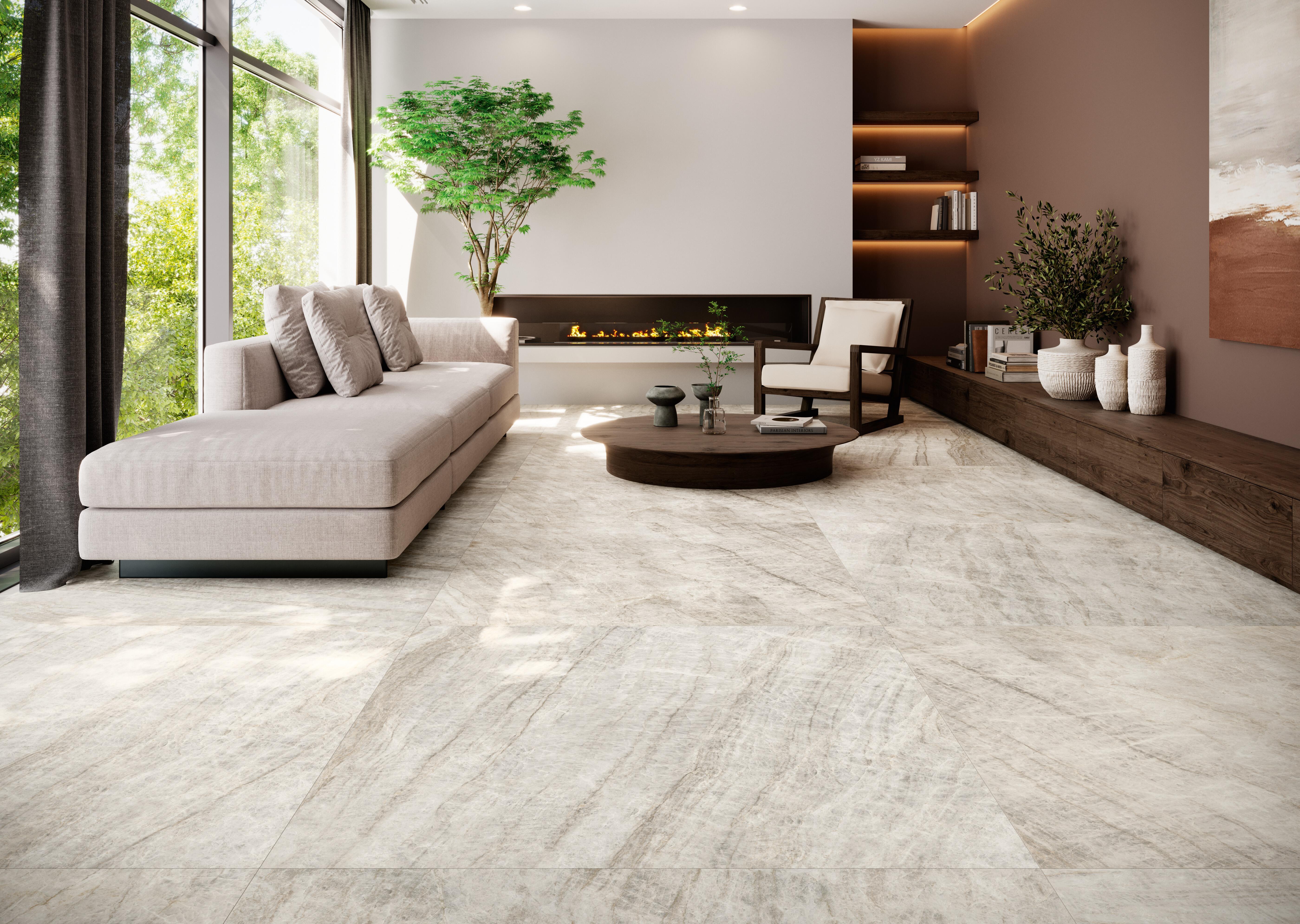 Suelo/azulejo piscina porcelánico taj mahal efecto mármol beige con vetas blancas 120x120 cm c1 grespania