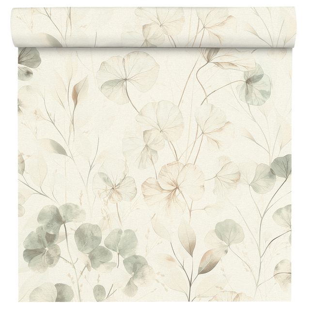 Tapeta Farmhouse Kwiaty beżowa winylowa na flizelinie