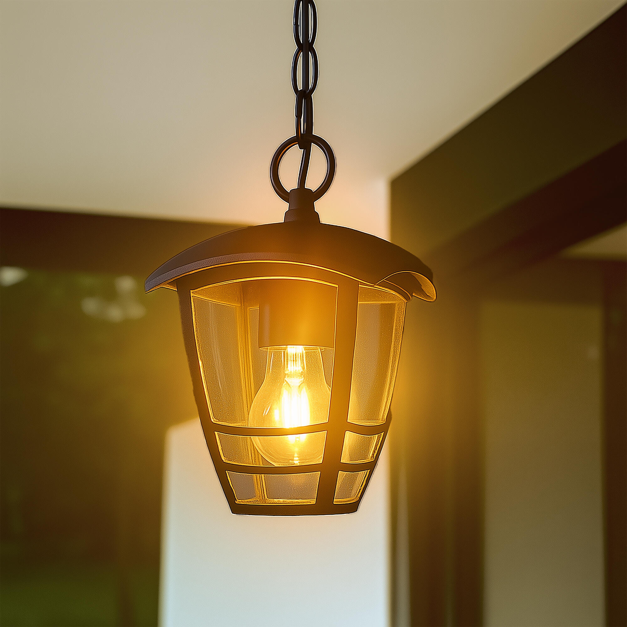 Lámpara de techo colgante de exterior de aluminio negra 1 luz E27 China