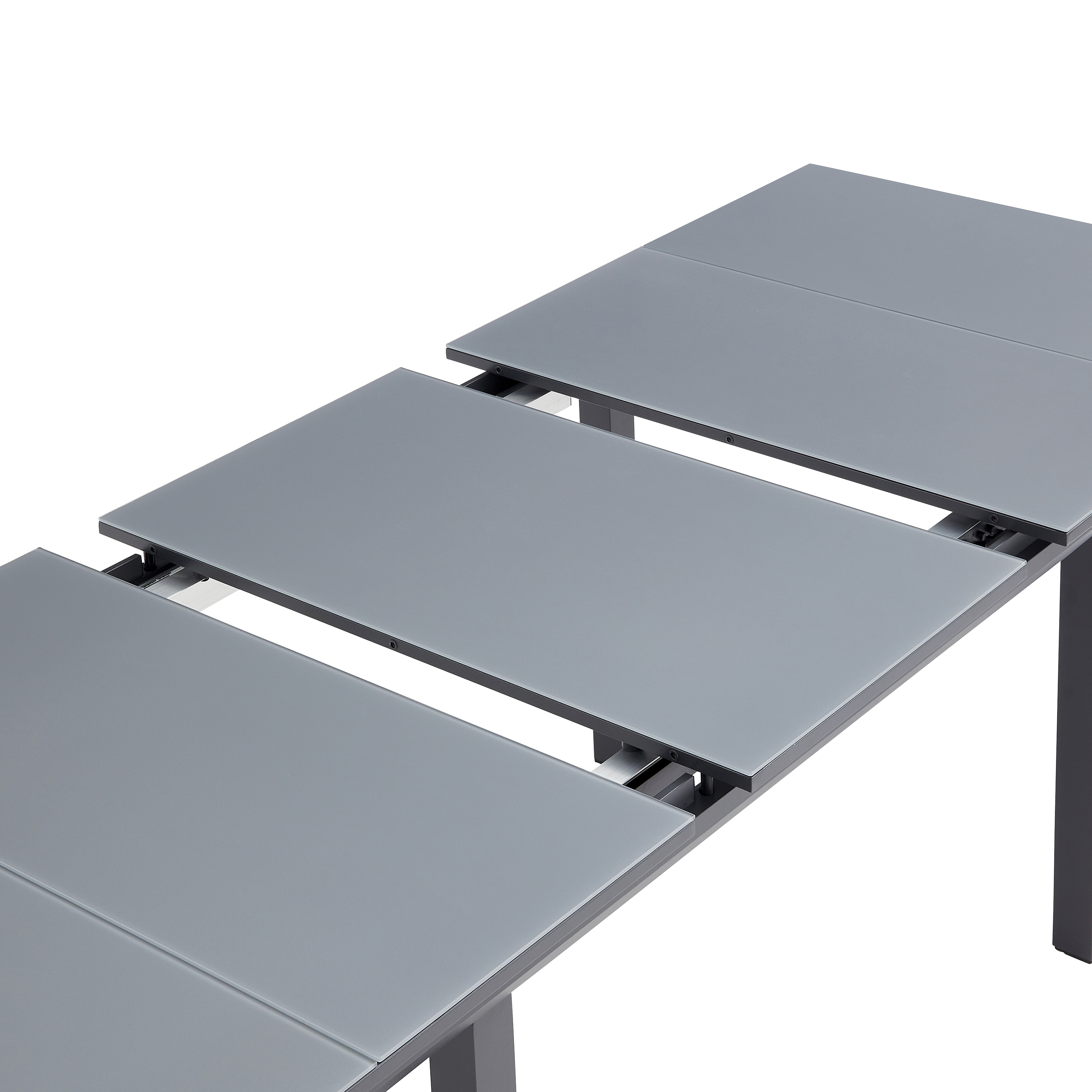 Mesa de jardín extensible de aluminio gris/plata de 187/244x76,5 cm - 10