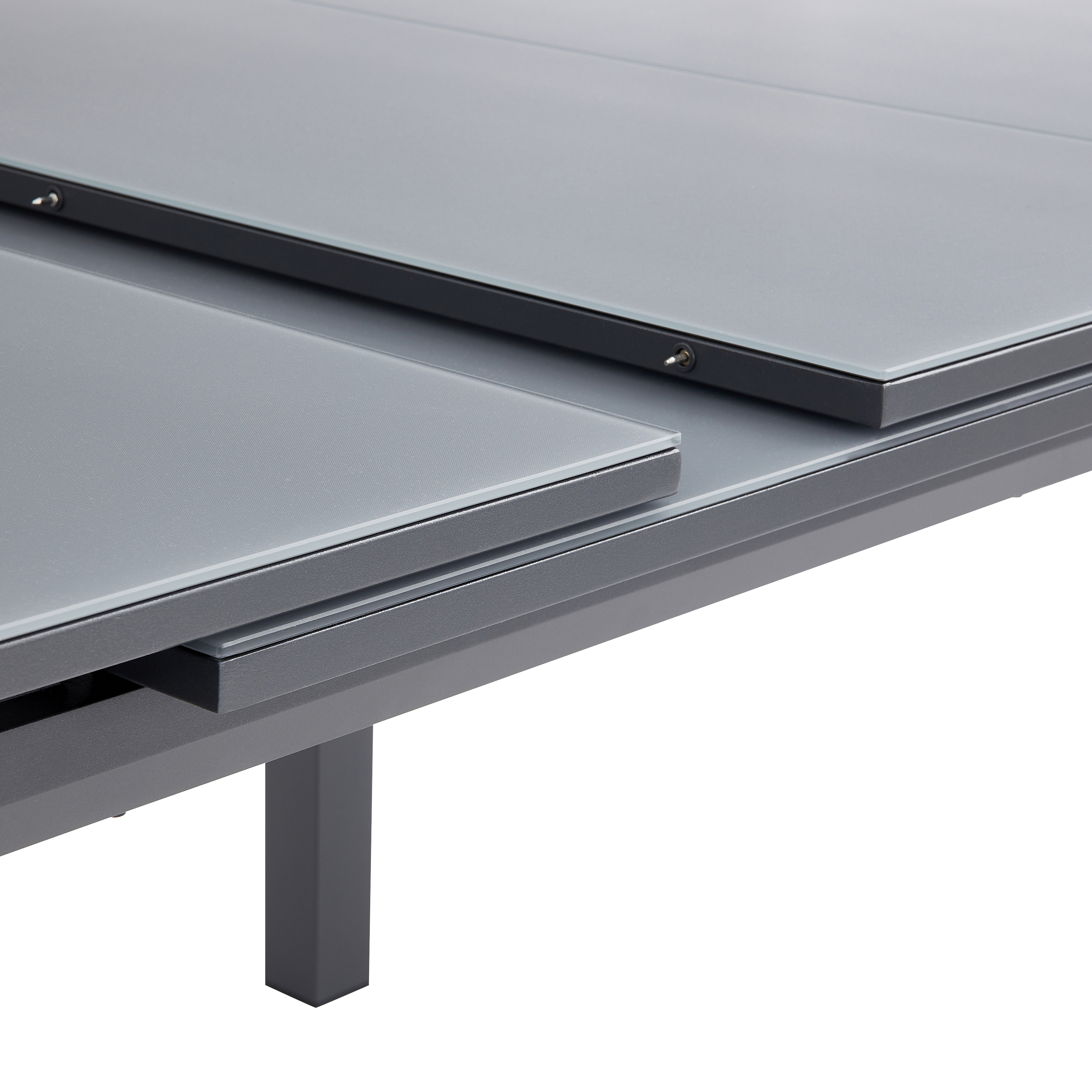 Mesa de jardín extensible de aluminio gris/plata de 187/244x76,5 cm - 9