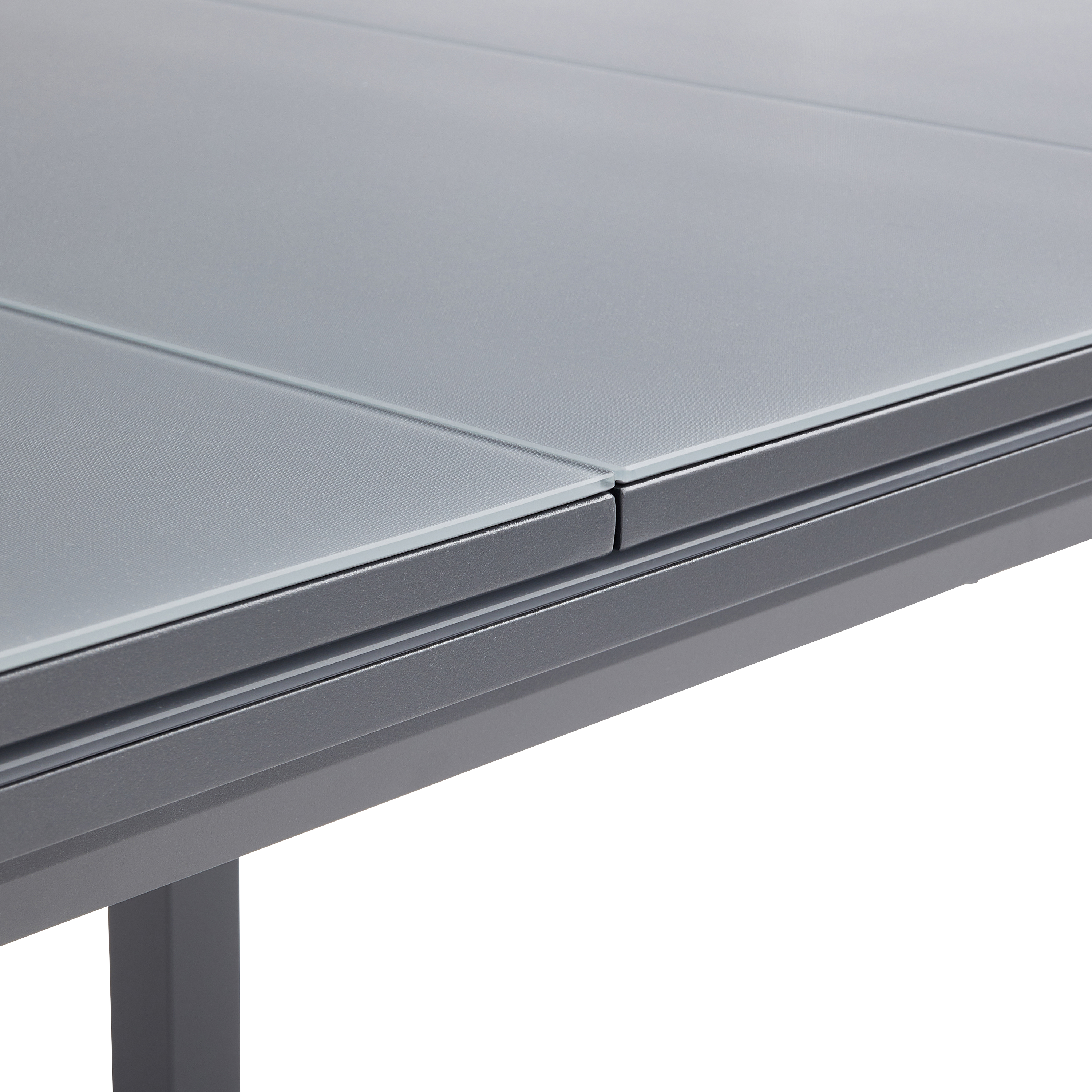 Mesa de jardín extensible de aluminio gris/plata de 187/244x76,5 cm - 8