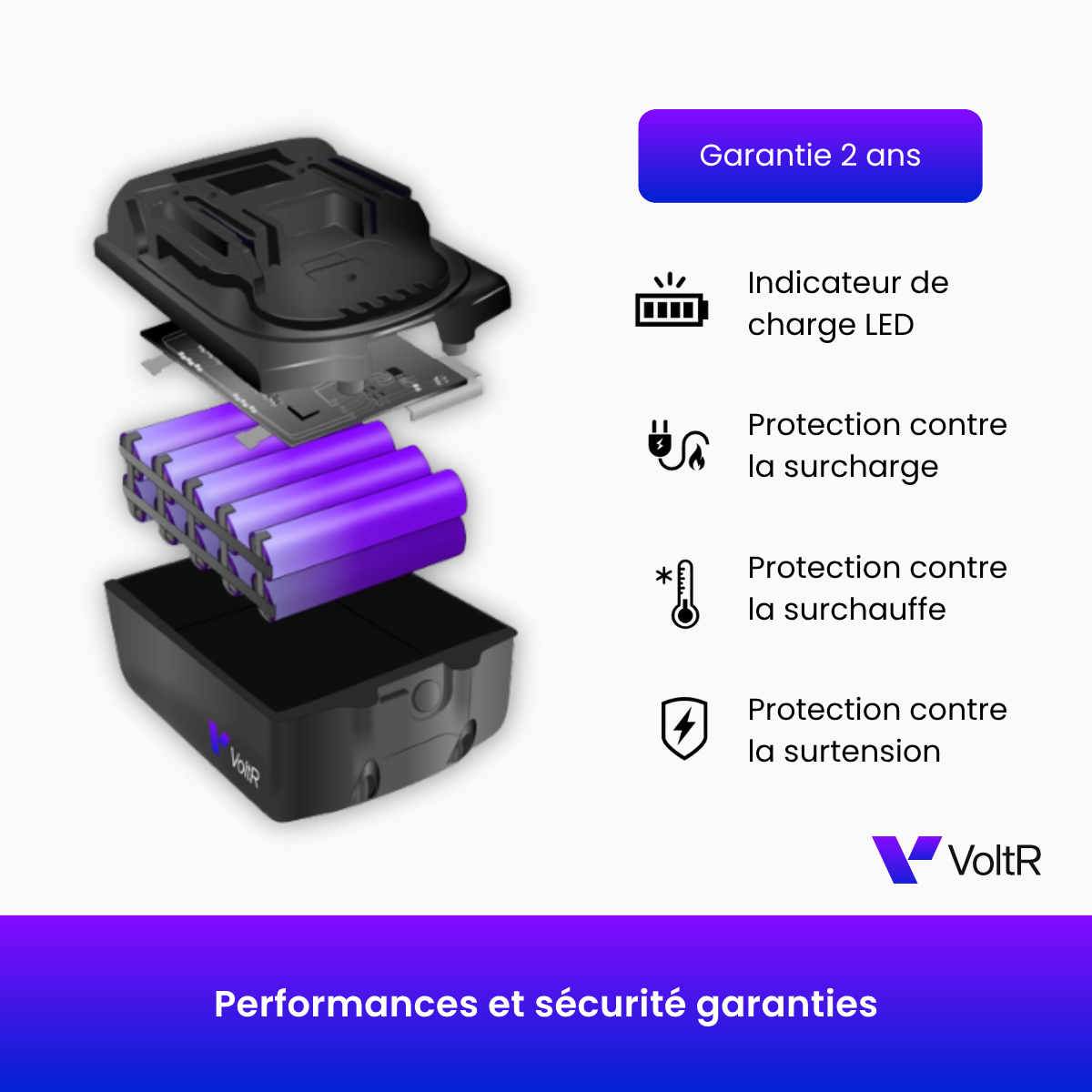 Batterie lithium-ion 18V 4.8Ah, VoltR, compatible MAKITA - 6