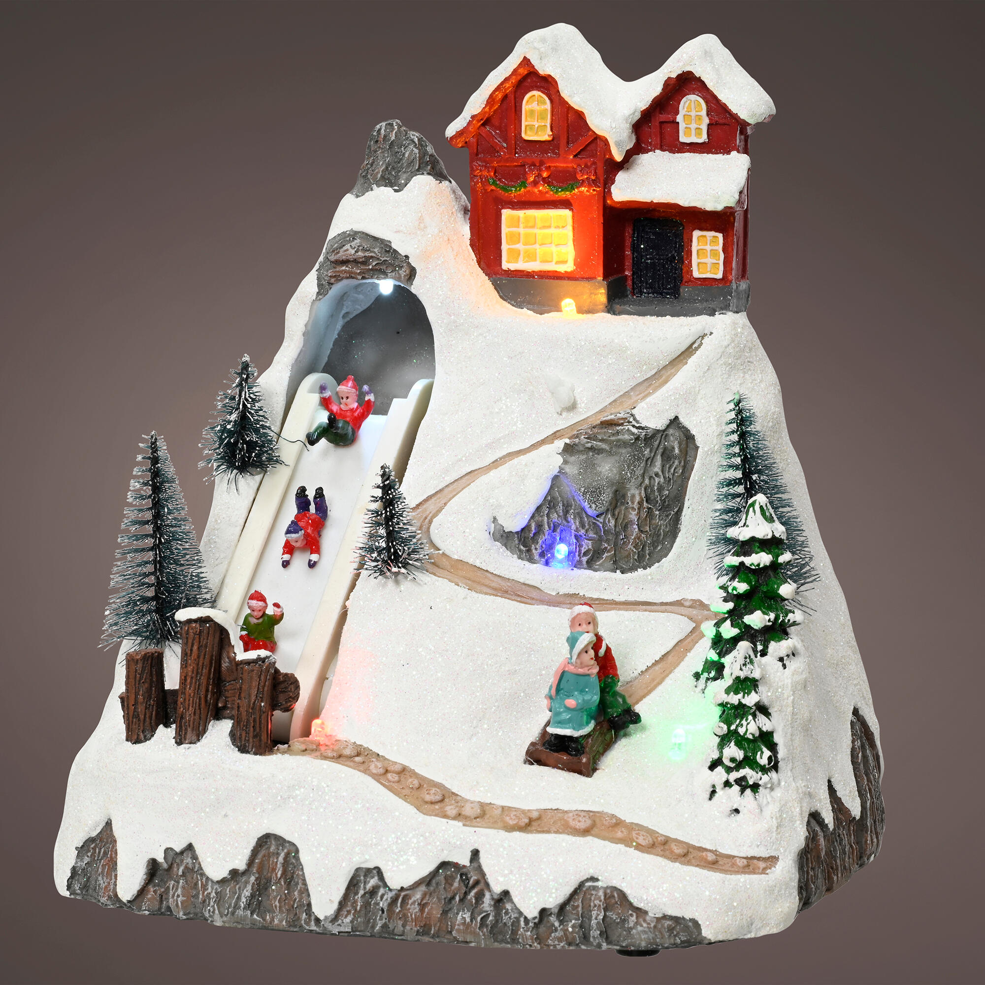Ciudad animada de Navidad de PVC multicolor con iluminación LED 17x20x18 cm - 4