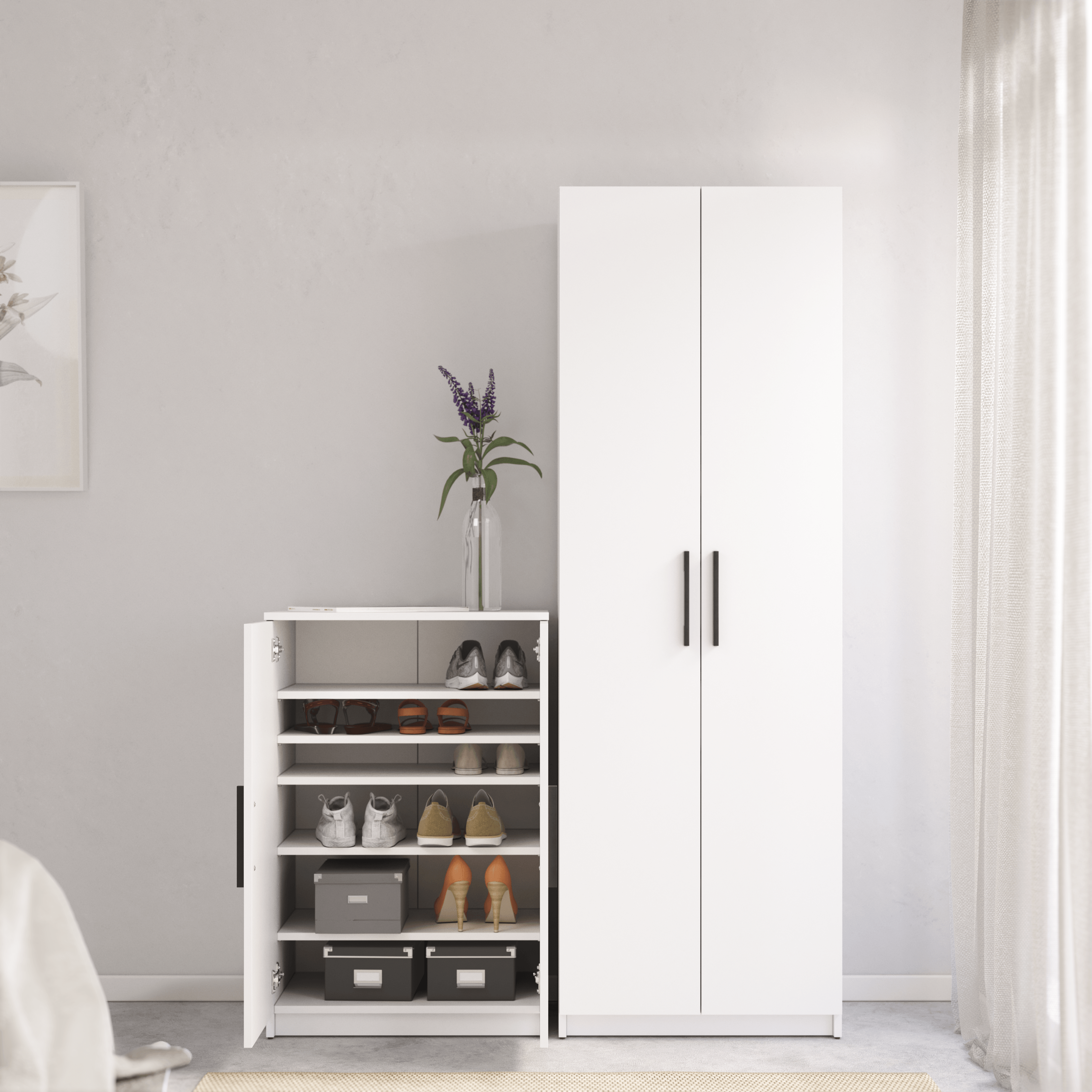 Sapateira NIMES BRANCO 2 PORTAS 18 PARES 90X60X36CM - 11