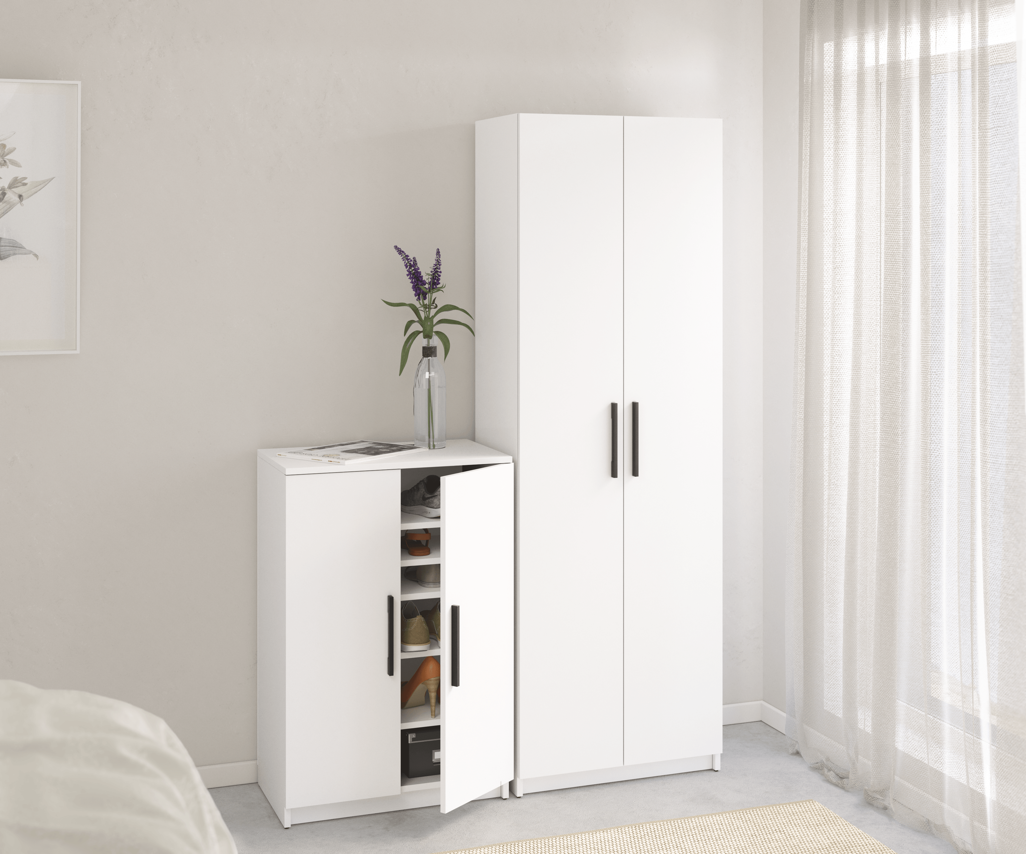 Sapateira NIMES BRANCO 2 PORTAS 18 PARES 90X60X36CM - 10