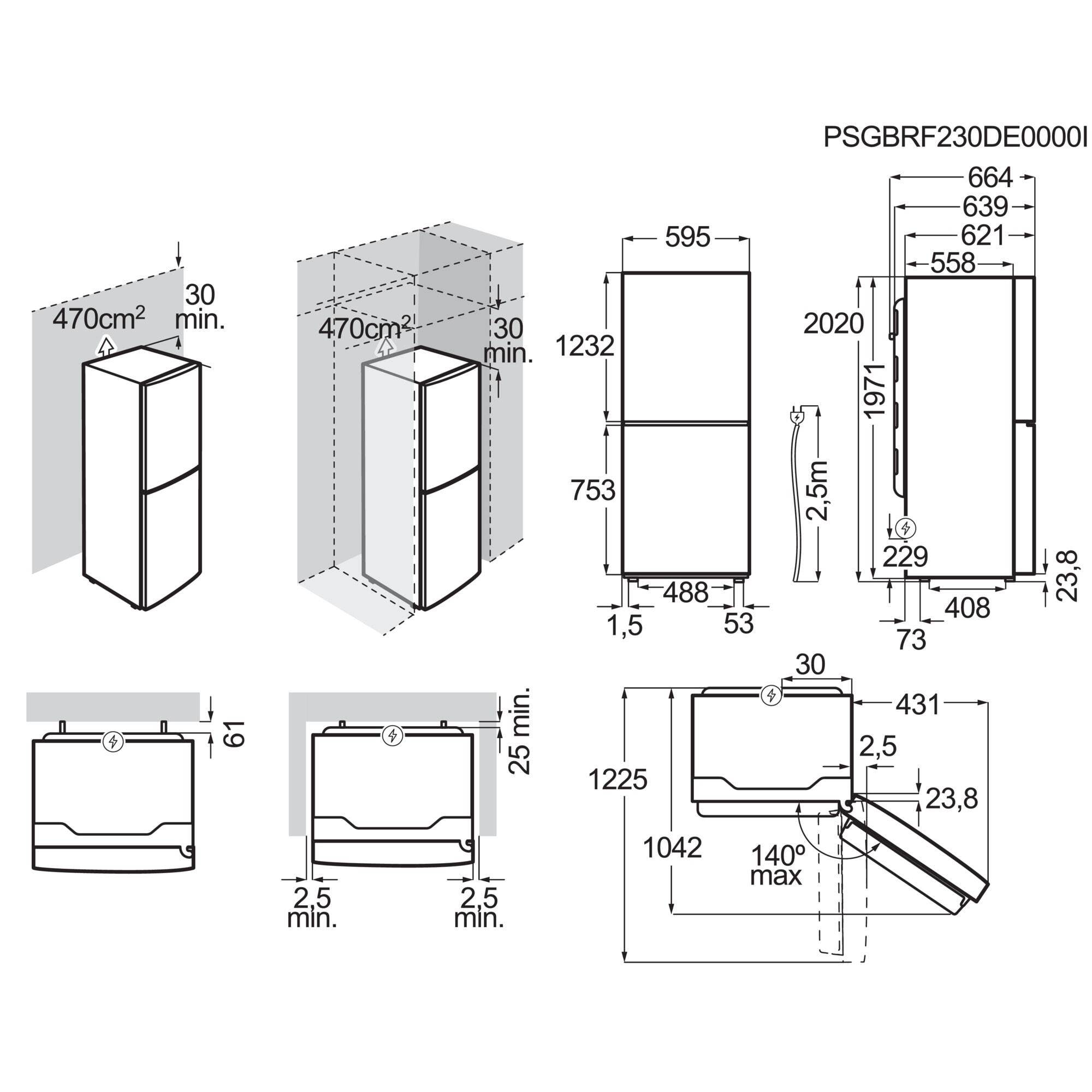 Frigorífico combinado com congelador abaixo de instalação livre No Frost 324L cinza 60x66.4x202 cm AEG ORC6N361DS - 4
