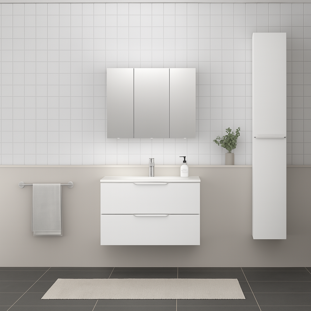 Lavabo a incasso rettangolare vasca centrale Essential L 81 x H 16 x P 46 cm in ceramica bianco lucido - 2