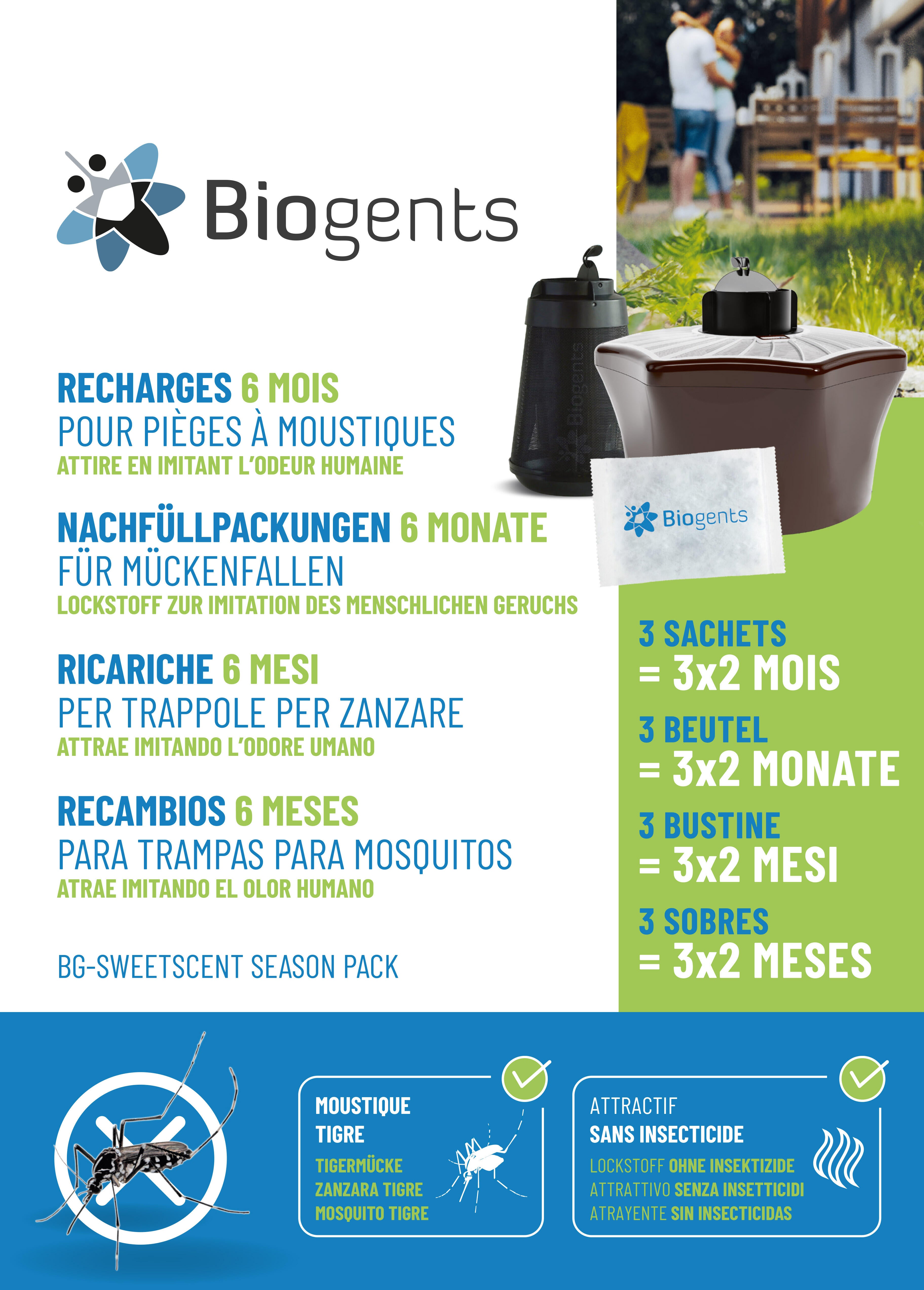 Recharges odorantes 6 mois pour pièges à moustiques Biogents - 6