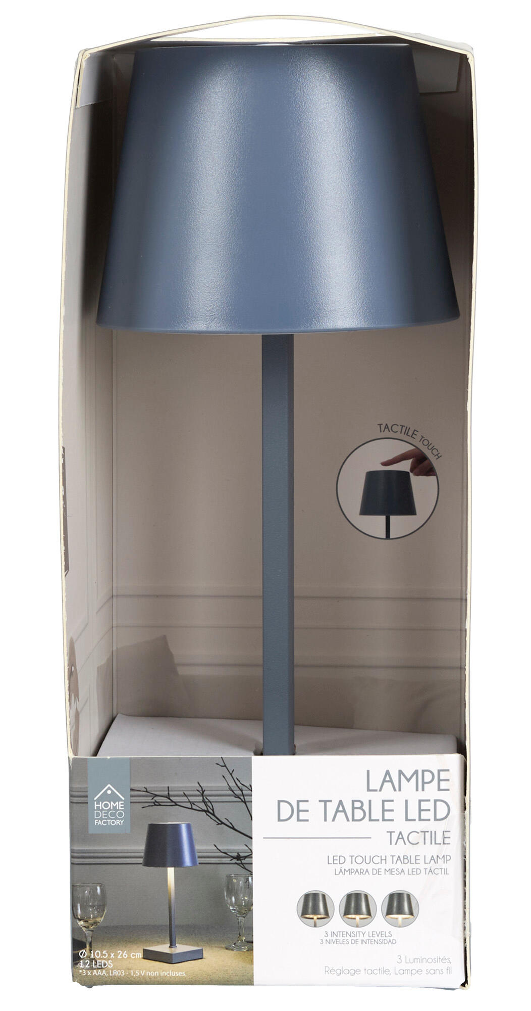 Lámpara de mesa táctil LED con control de la intensidad de la luz Lounge JE CHERCHE UNE IDEE con estructura gris pantalla gris luz cálida 3000K de pilas - 4