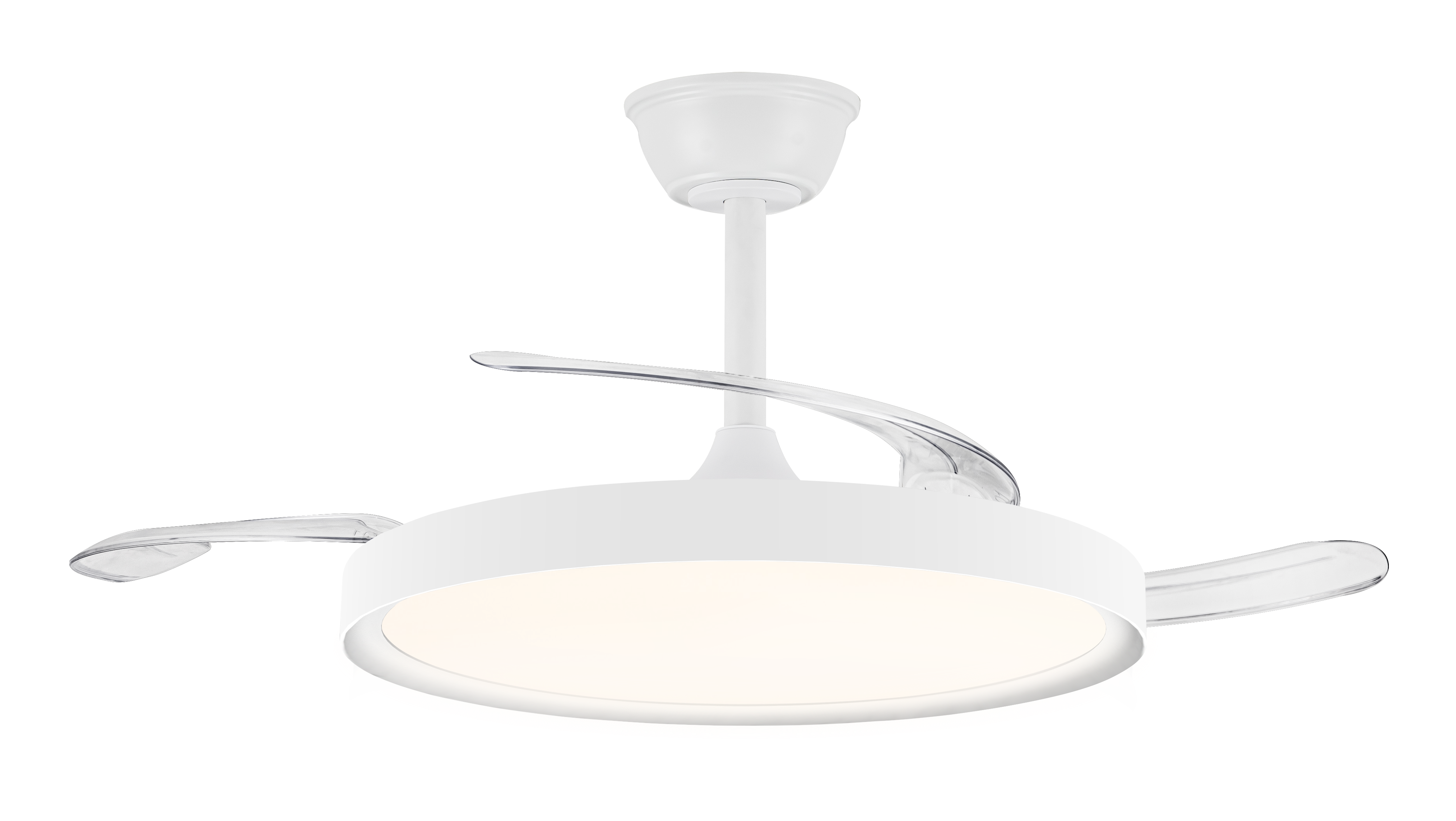 Ventilador de techo retráctil con luz motor dc con mando cristal record ventilador cando 43w 4430 lúmenes blanco 106 cm invierno/verano color luz regulable