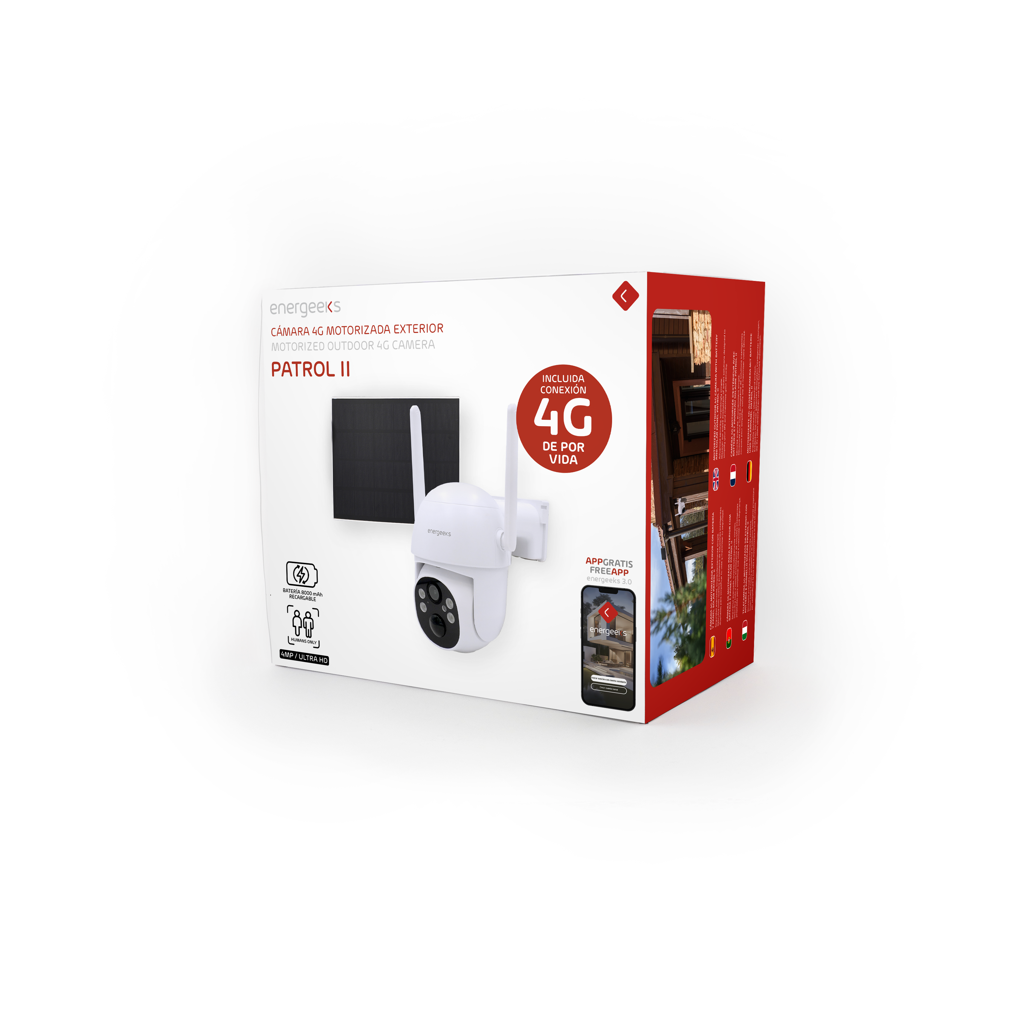 Câmara exterior 4G com bateria e painel solar 5 W - 3