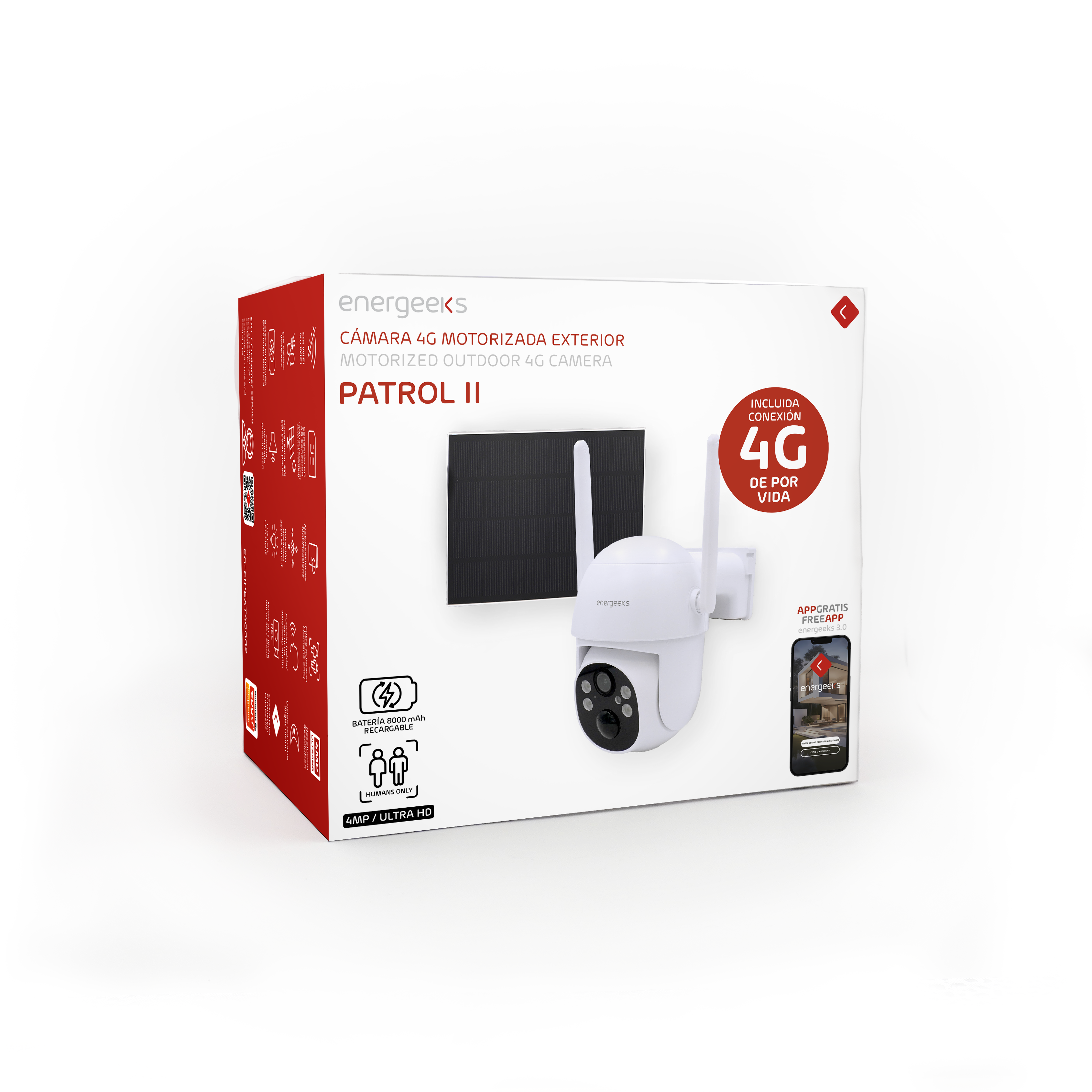 Câmara exterior 4G com bateria e painel solar 5 W - 2