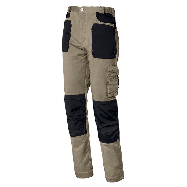 PANTALON DE TRABAJO MULTIBOLSILLOS REFORZADO BEIGE TALLA L ISSA 8730B