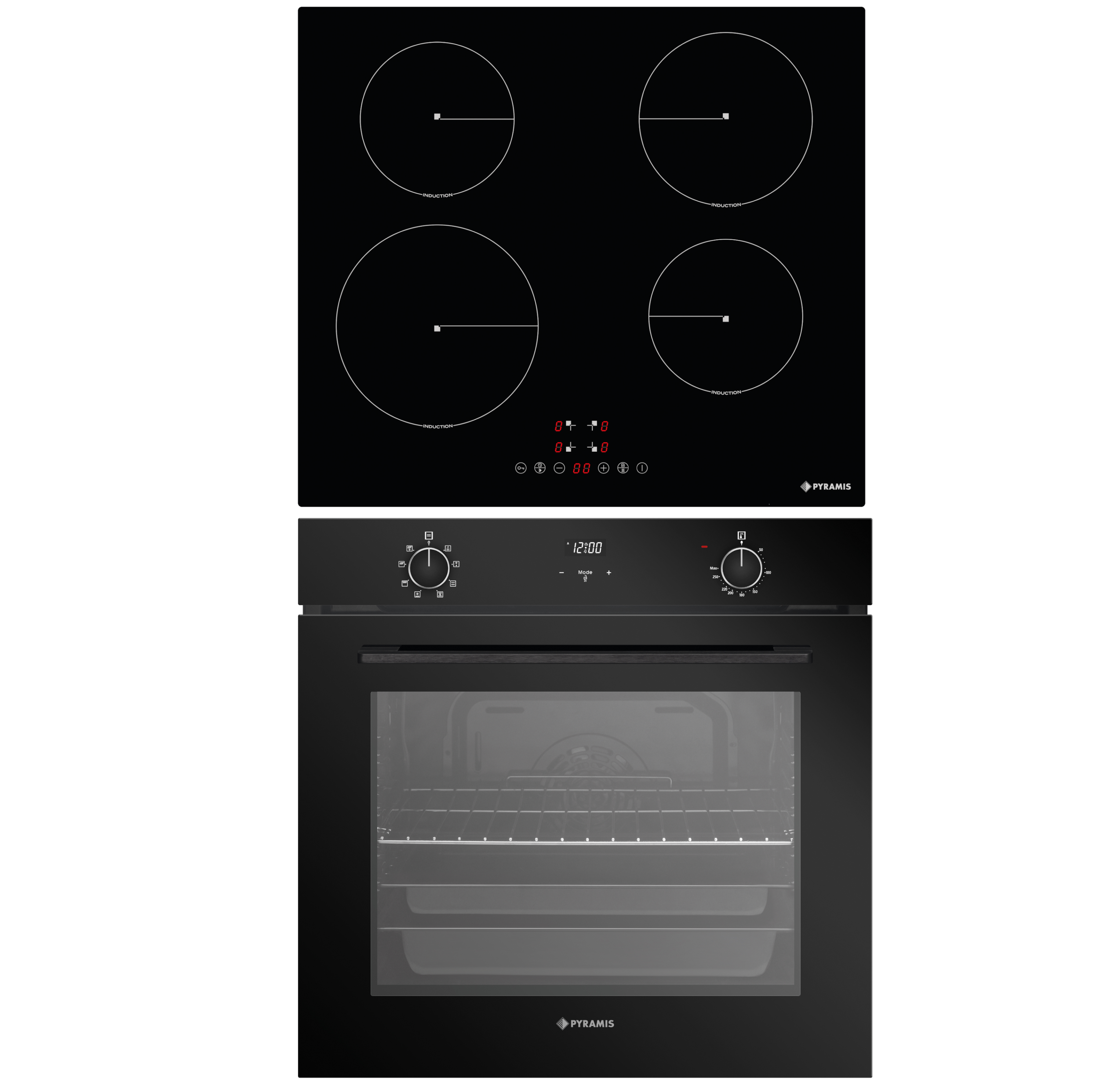Zestaw piekarnik z płytą indukcyjną PO78072008SBL62430FMB Pyramis