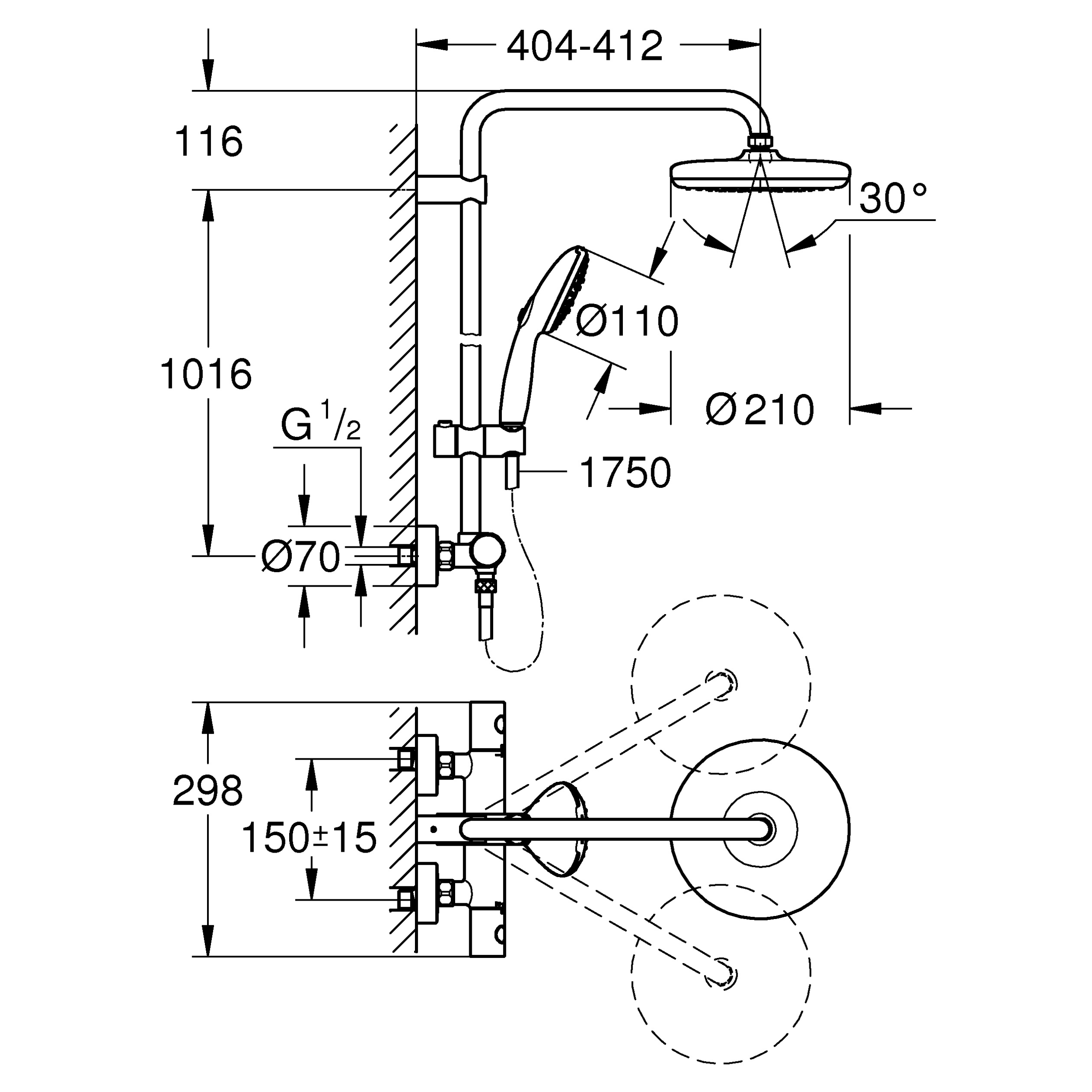 Kolumna prysznicowa z termostatem Start Clova chromowana Grohe - 3