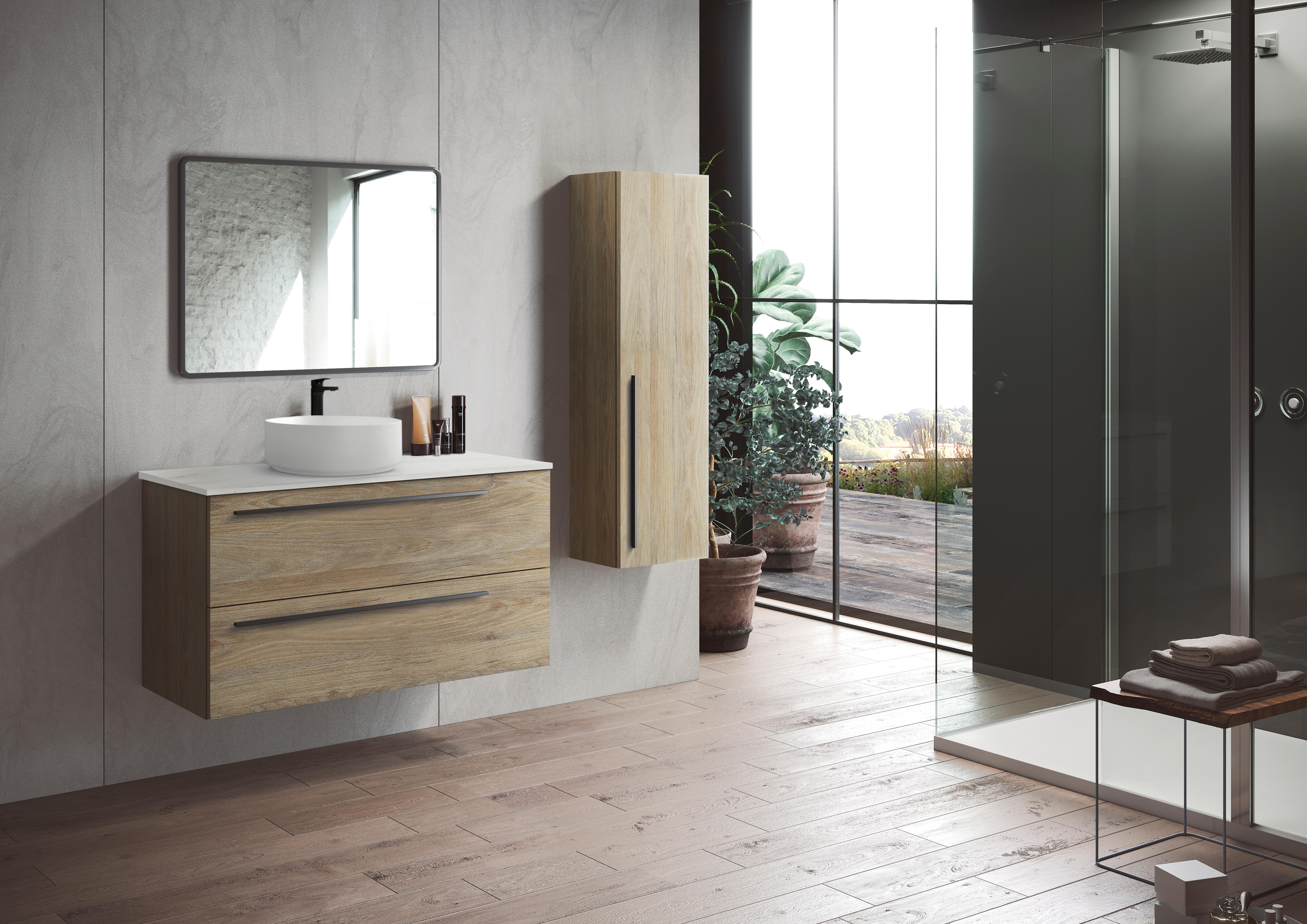 Mueble de baño con lavabo mia beige 100x45 cm