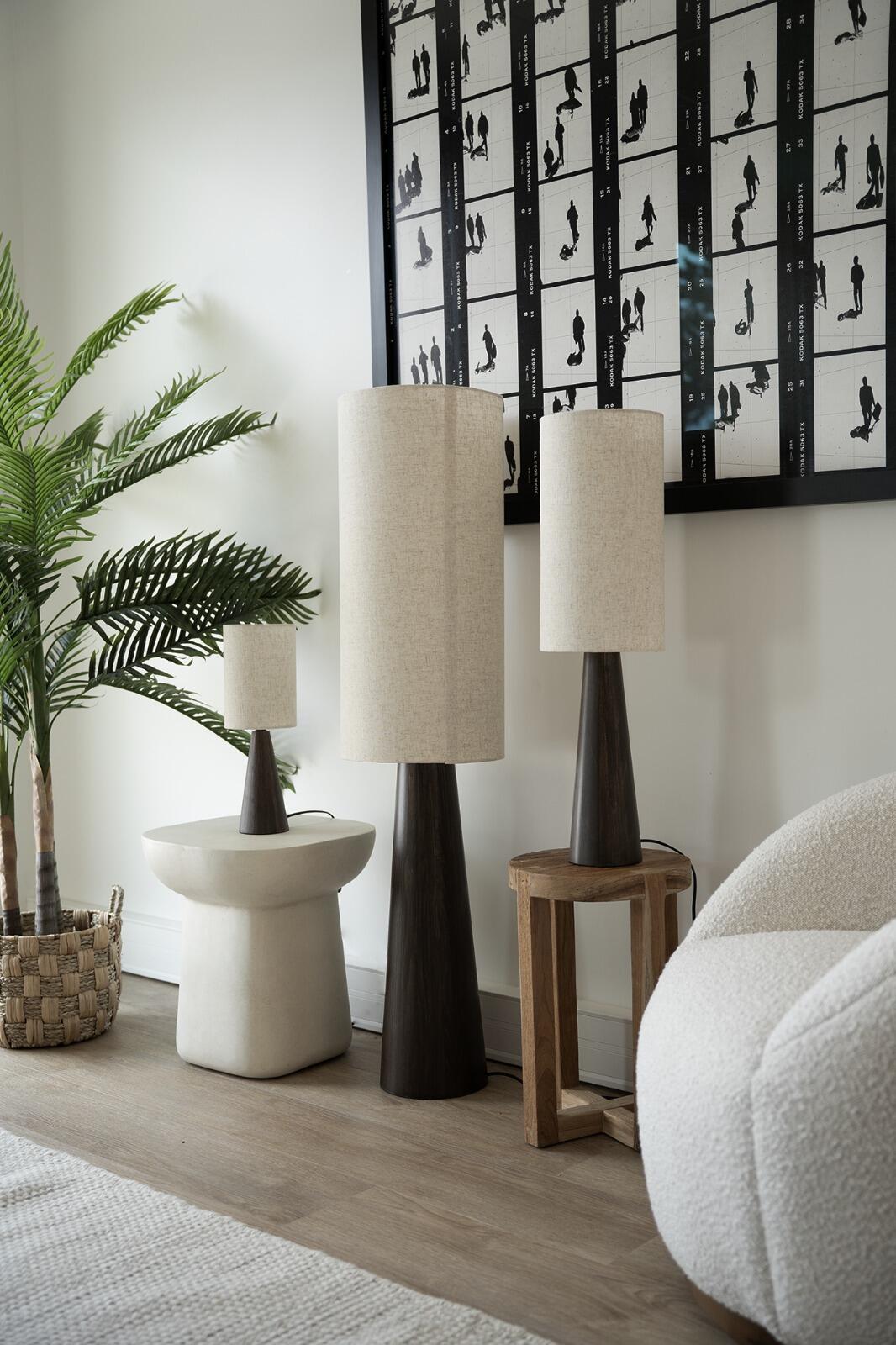 Lámpara de pie Louc madera y lino 1 luz E27 140 cm alto  - 4