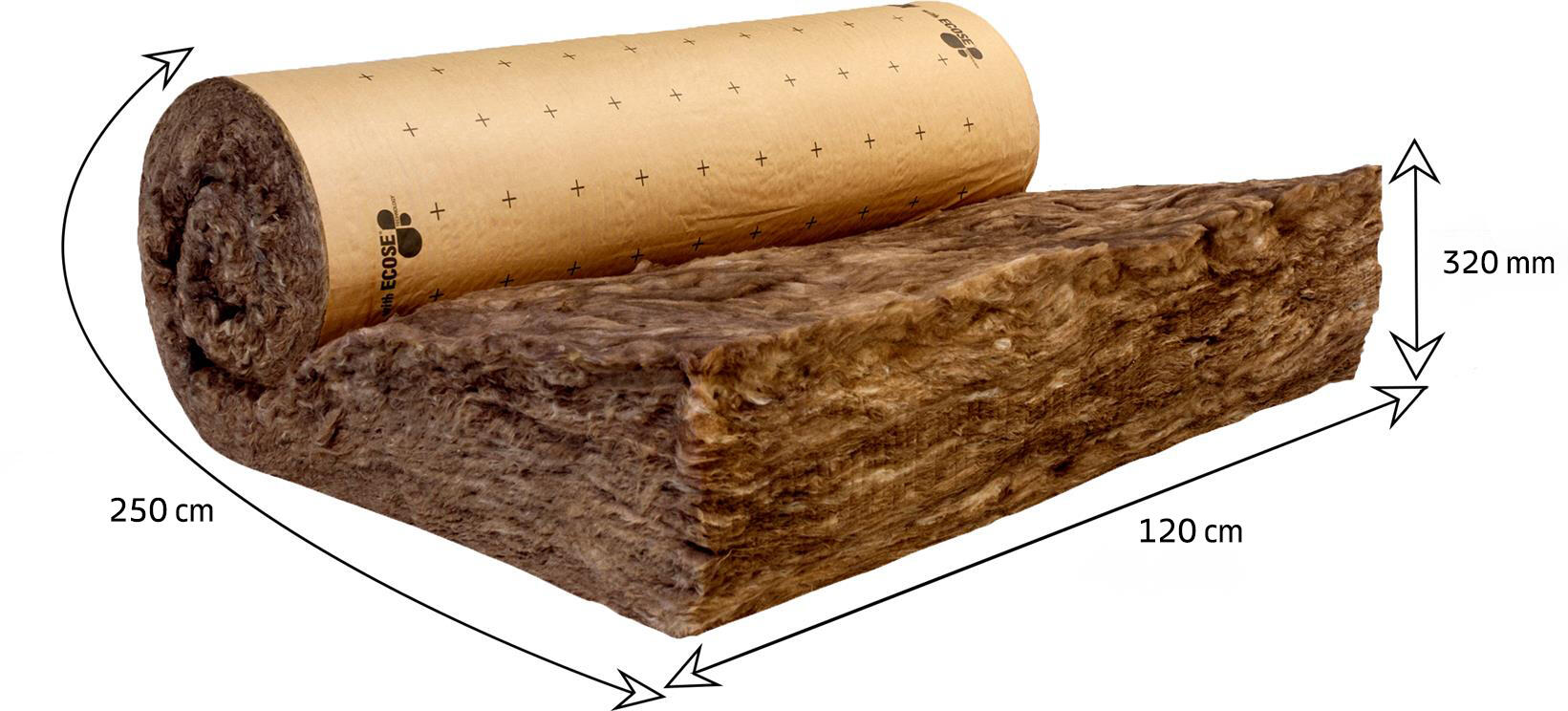 Rouleau de laine de verre comble perdu 040 kraft, Ep.320mm, 2.5x1.2m KNAUF - 2