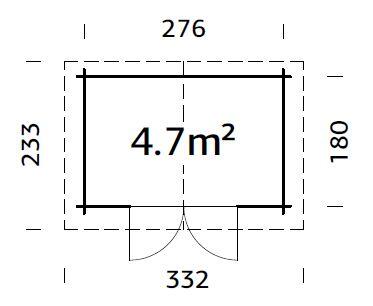 Caseta de madera Valentine de 233x235x332 cm y 7.36 m2 con 28 mm espesor y doble puerta abatible PALMAKO - 2