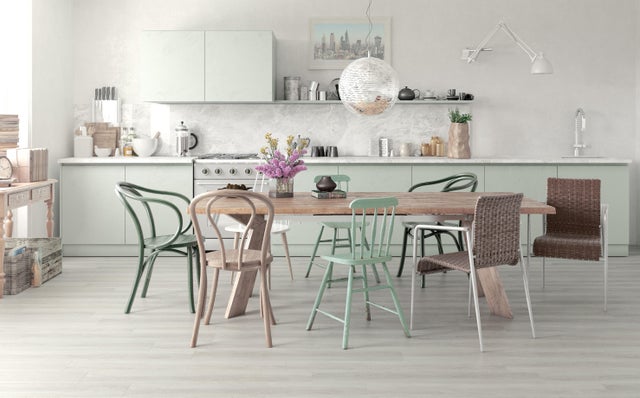 Pavimento SPC effetto legno rovere bianco Sp 5 mm passaggio molto intenso con sottopavimento integrato New Davos 2.208 m²