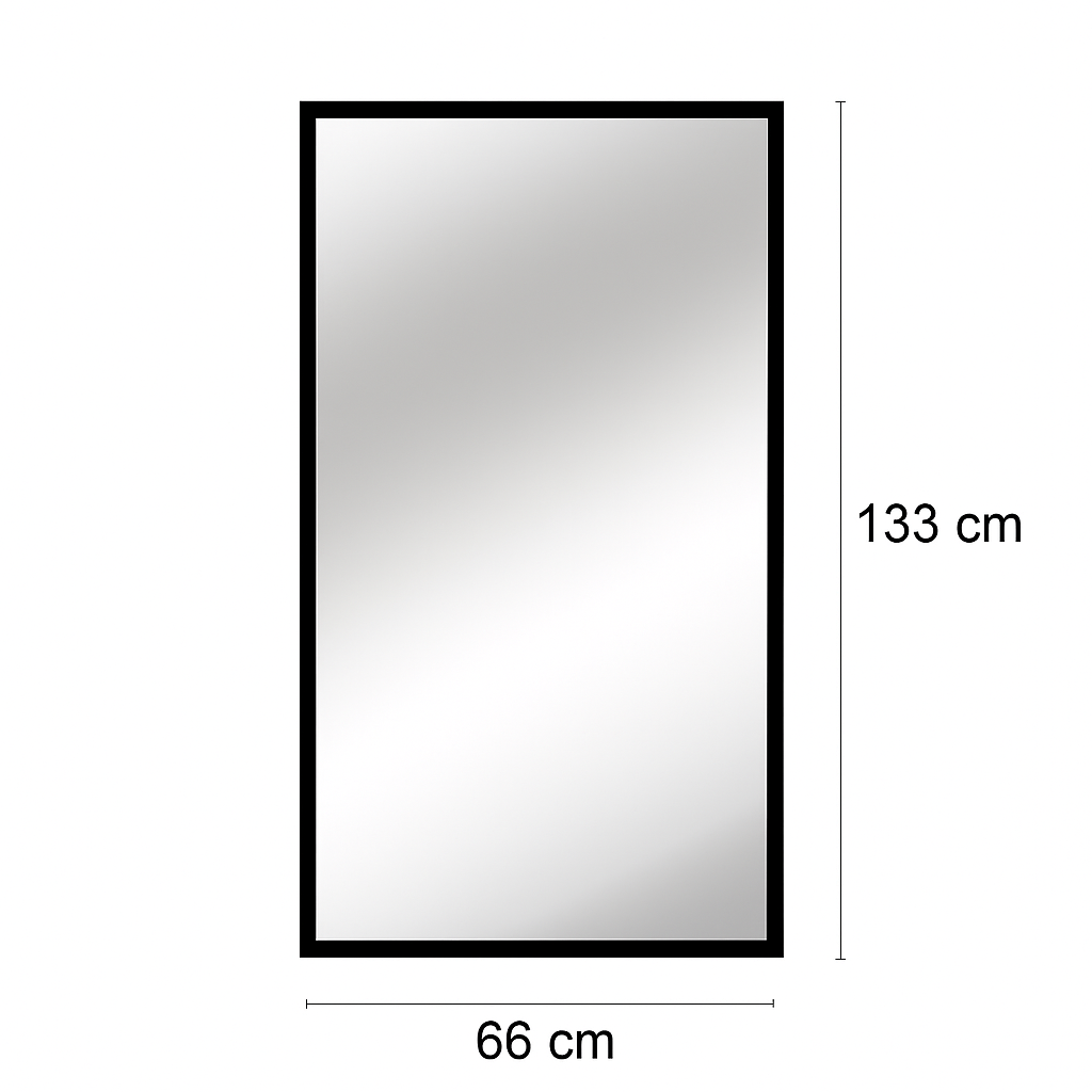 Espejo enmarcado de pared rectangular Palillería madera negro satinado de 66 x 133 cm. Apto para baños. - 4