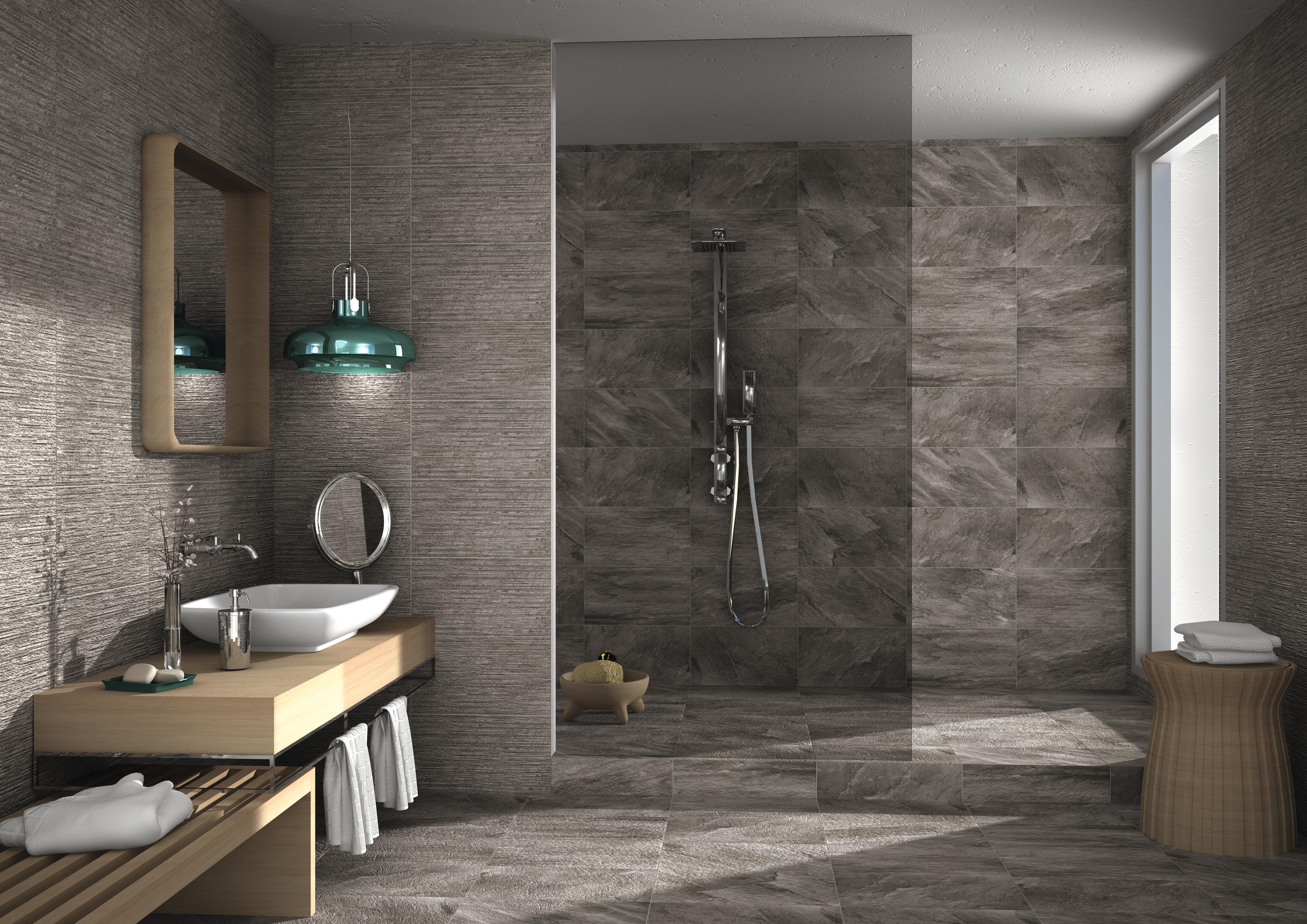 Revestimiento cerámico quarcita relieve realonda efecto relieve gris 31x56 cm