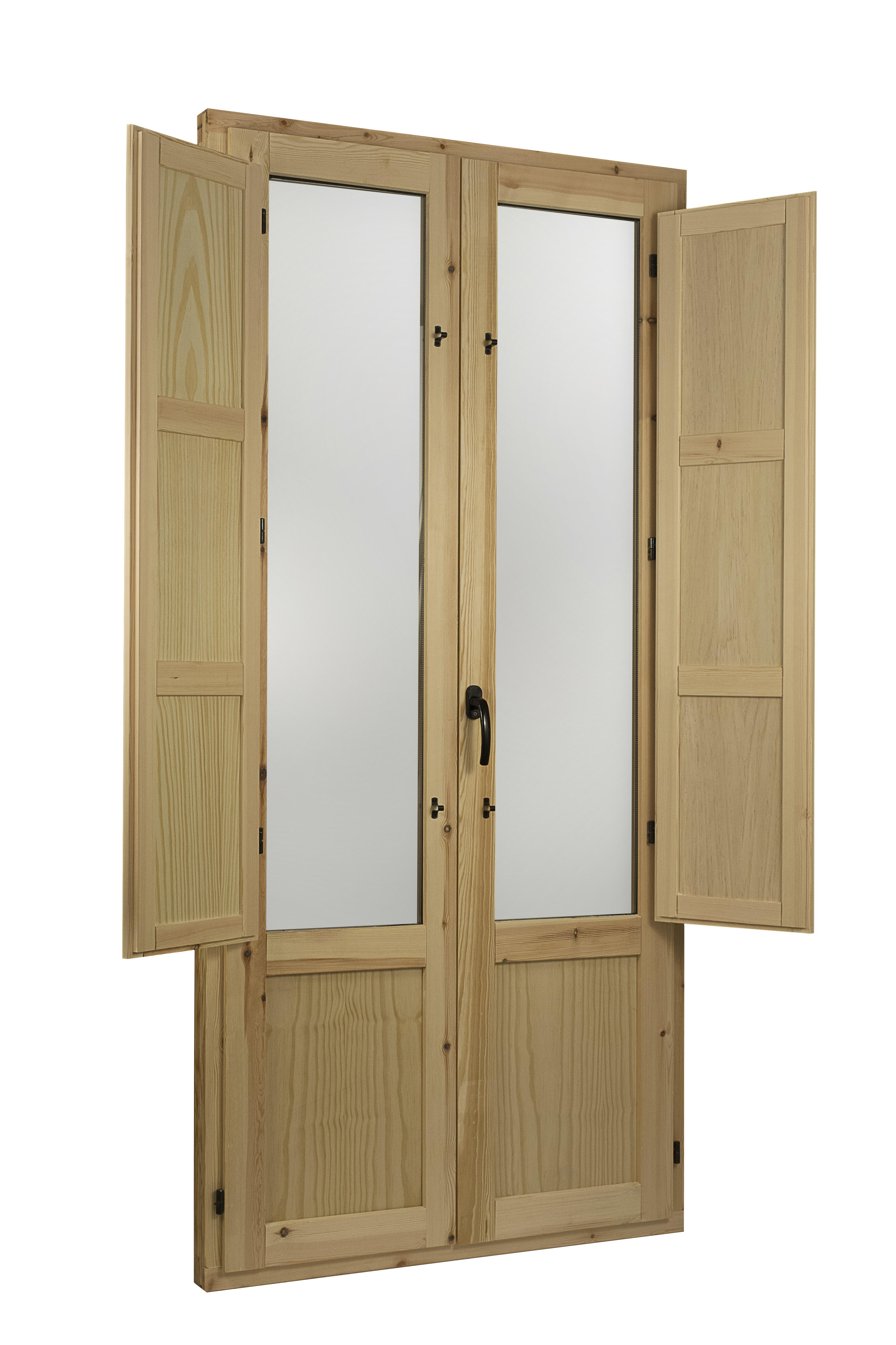 Balconera de madera practicable de 100x210 cm cristal doble climalit - 2