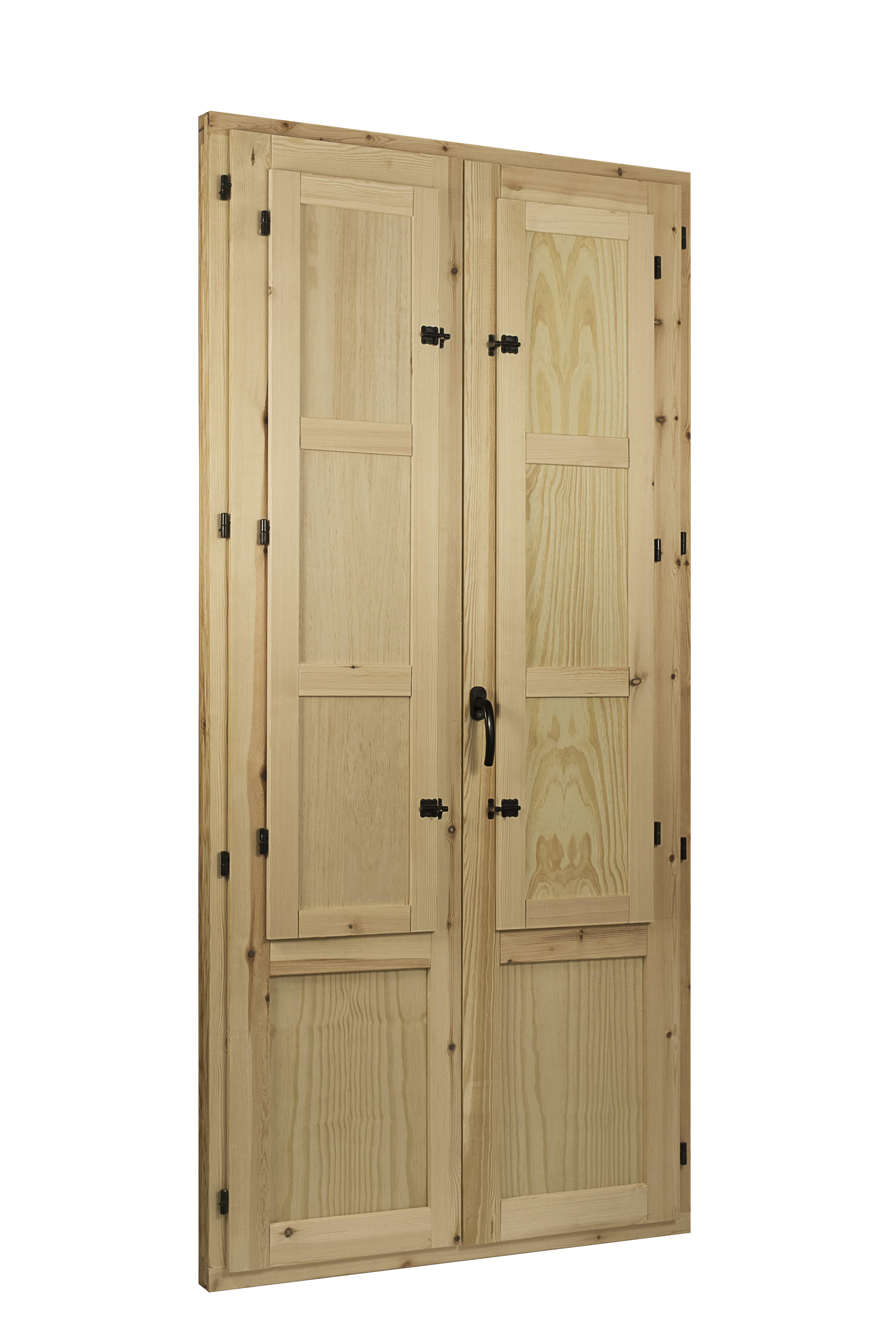 Balconera de madera practicable de 130x200 cm cristal doble climalit