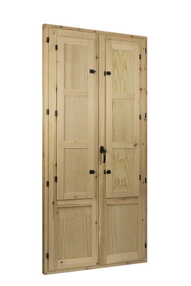 Balconera de madera practicable de 100x210 cm cristal doble climalit