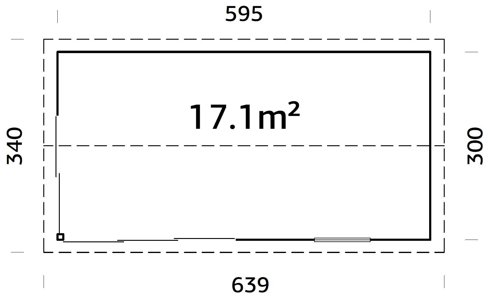 Caseta de madera Amanda 17,1 m2 Slide Plus de 340x280x639 cm y 21.73 m2 con 44 mm espesor y doble puerta corredera PALMAKO - 2