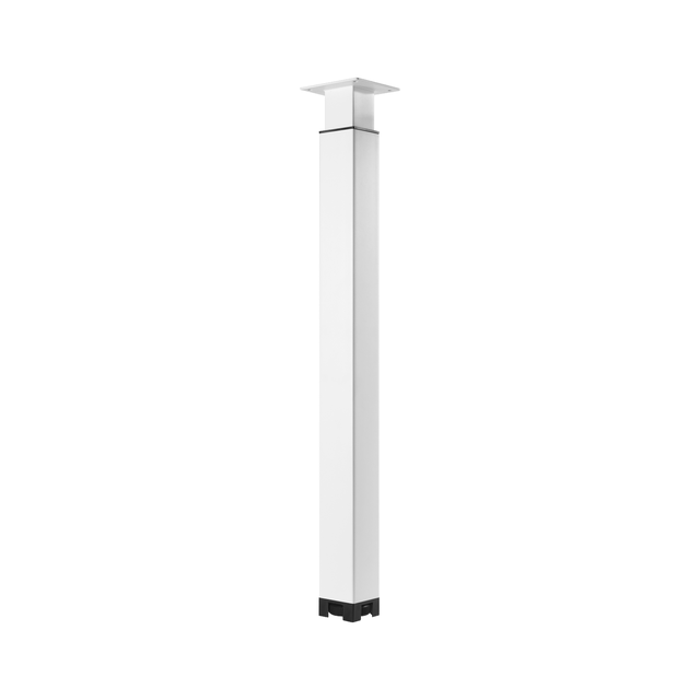 Pied de meuble réglable carré, acier blanc Ht. max 110 x l.10 cm