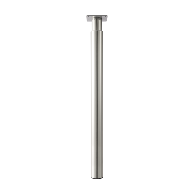 Pied de table nickelé, diamètre 6 cm x hauteur réglable de 70 à 110 cm