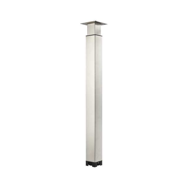 Pied de meuble réglable carré, acier gris Ht. max 110 x l.10 cm